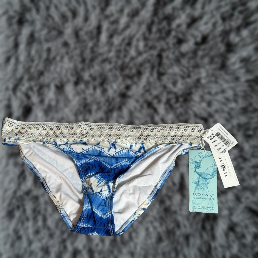 Vintage Eco Swim Bikini Bottom Women Sz 10 Boho Lace Tie Dye Beachwear Ethereal Romantic Swimsuit Bottoms Womens Size 32" / US 10 / IT 46 - 1 Thumbnail
