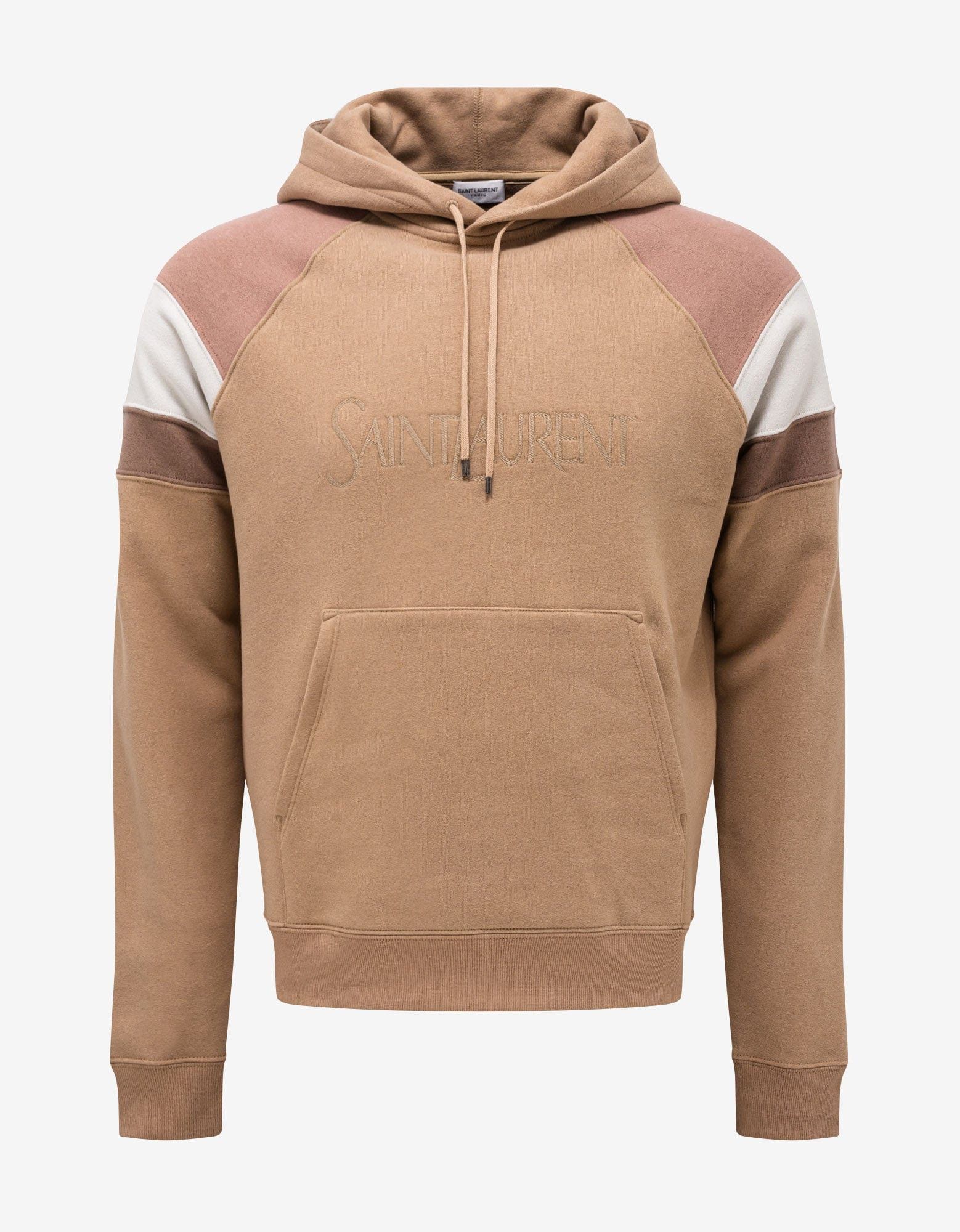 Saint Laurent Paris Saint Laurent Biege Raglan Sleeve Logo Hoodie Size US L / EU 52-54 / 3 - 1 Thumbnail