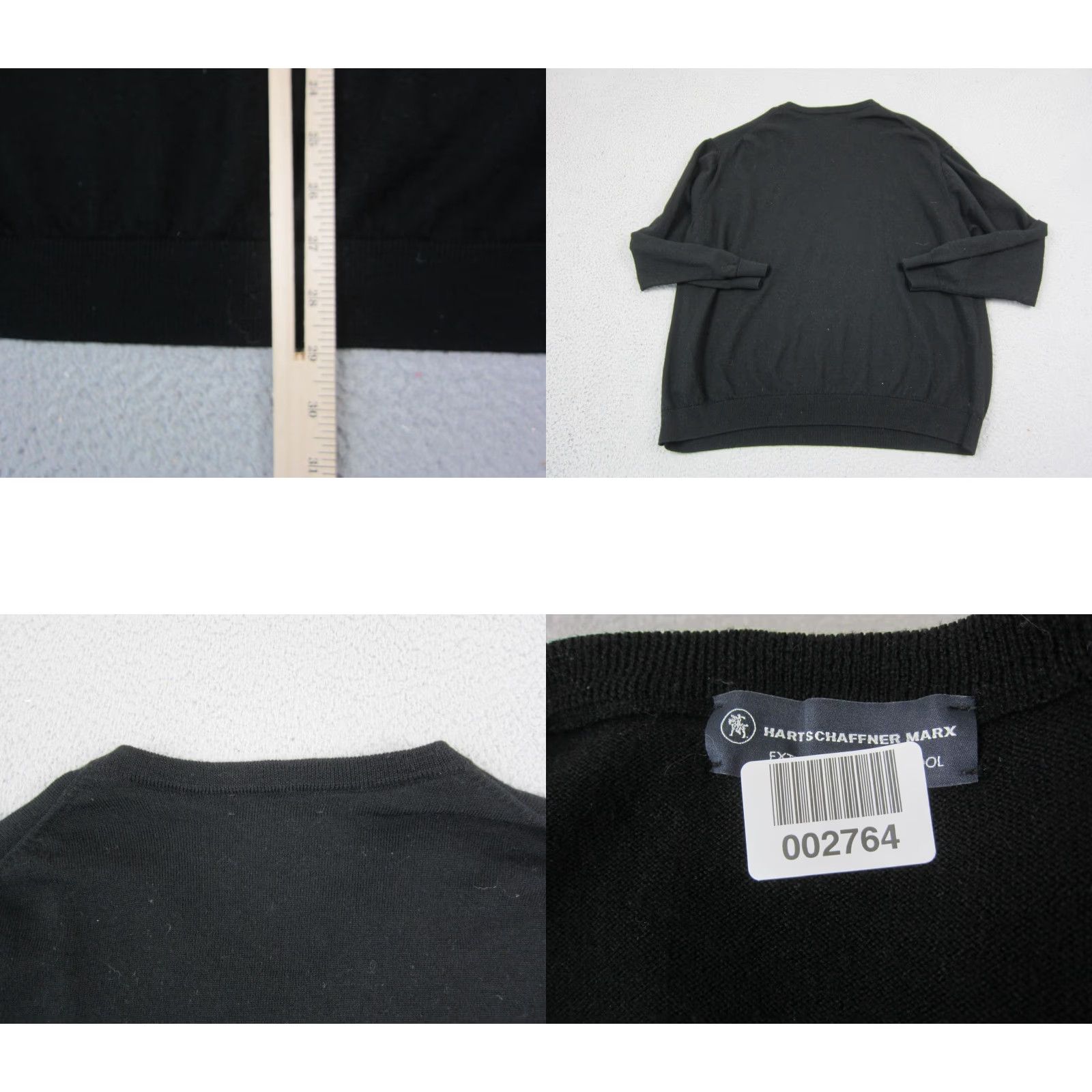 Hart Schaffner Marx Hart Schaffner Marx Sweater Mens 3XB Big Black Merino Wool V-Neck Pullover Knit Size US XXL / EU 58 / 5 - 8 Thumbnail