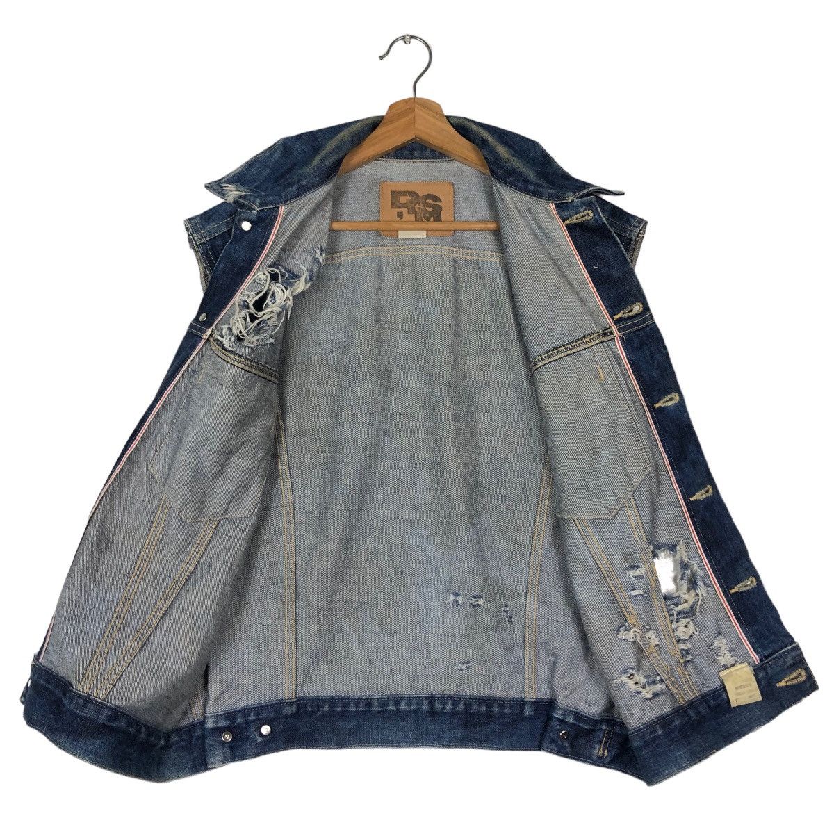 Japanese Brand 🔥Vintage Denim Tank Top Trucker Cafe Racer RSM Issey Miyake Size US M / EU 48-50 / 2 - 12 Thumbnail