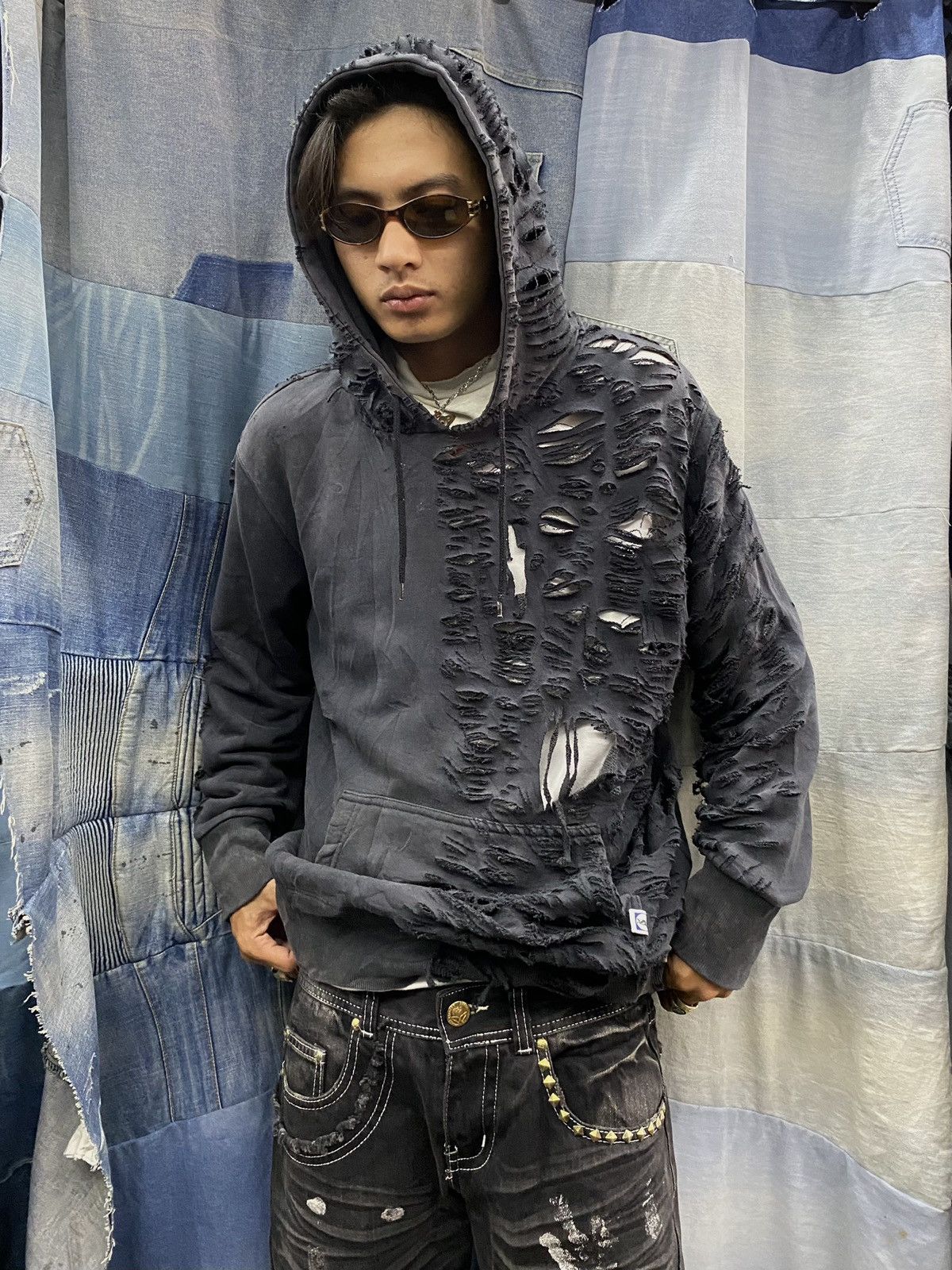 Crazy Gothic distressed faded hoodie discus ifsixwasnine lgb