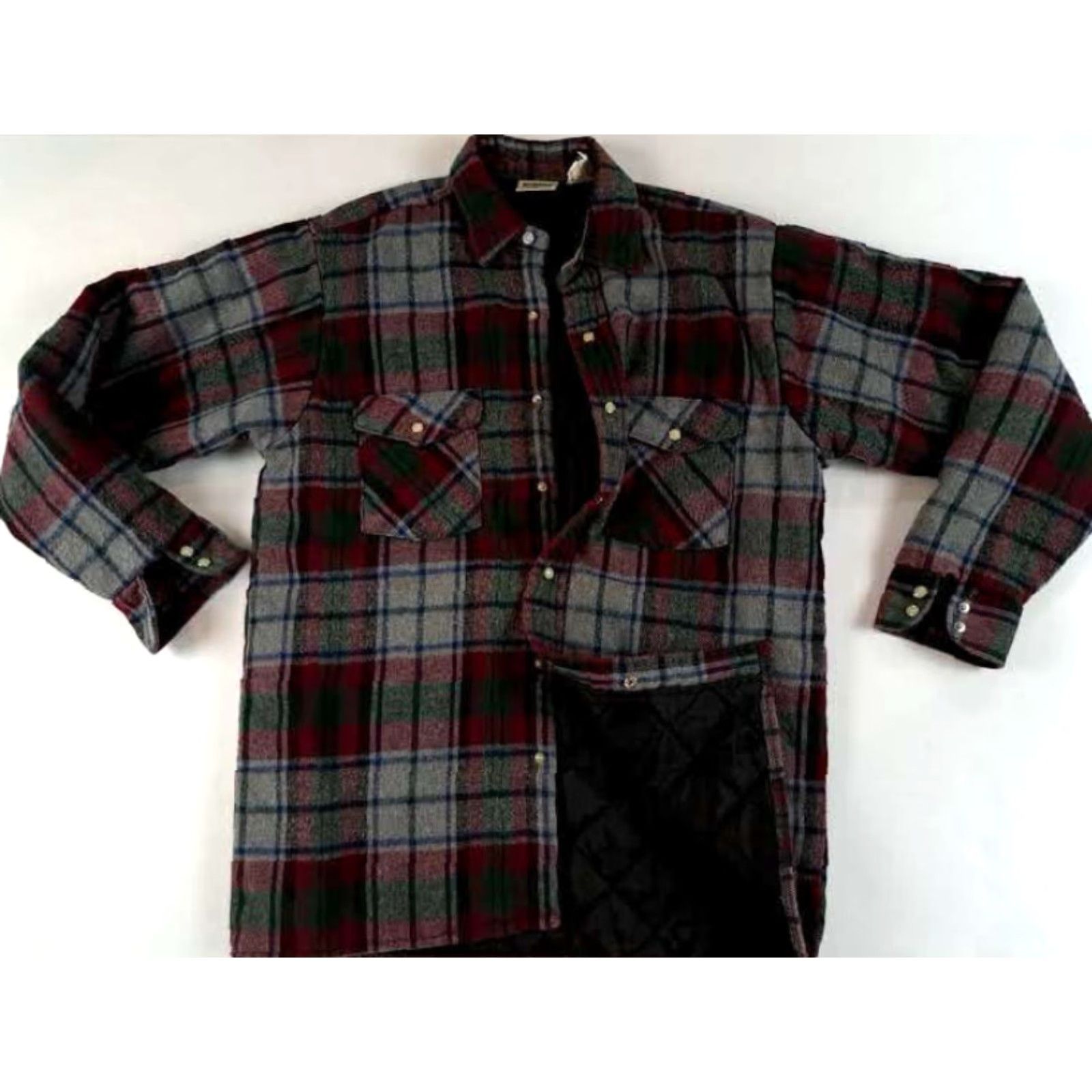 Vintage VINTAGE Five Brothers Shirt Jacket Insulated Quilted Full Pearl Snap Button Flannel Outdoor Shirt Medium USA Unisex Adults Size US M / EU 48-50 / 2 - 4 Thumbnail