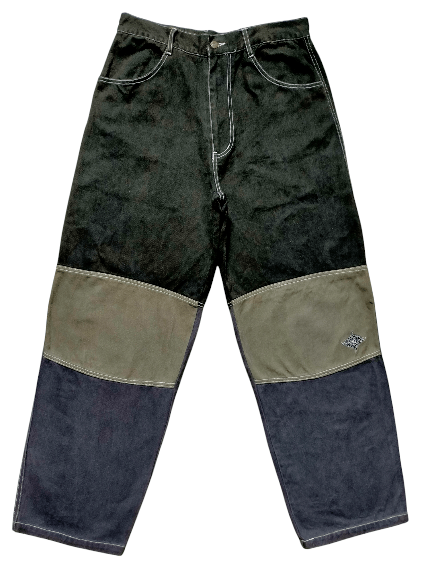 JNCO × Japanese Brand Barrel Roll Baggy Black Embroidered Hip Hop Style Size US 32 / EU 48 - 1 Thumbnail