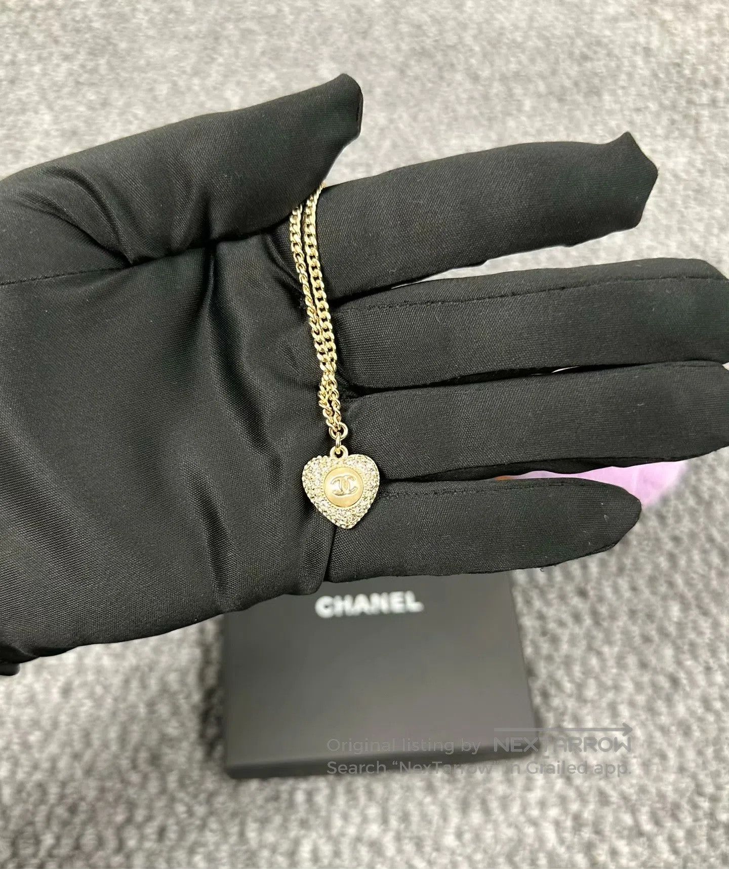 Chanel Chanel Gold Full Diamond Heart Pendant Necklace| Size ONE SIZE - 3 Thumbnail