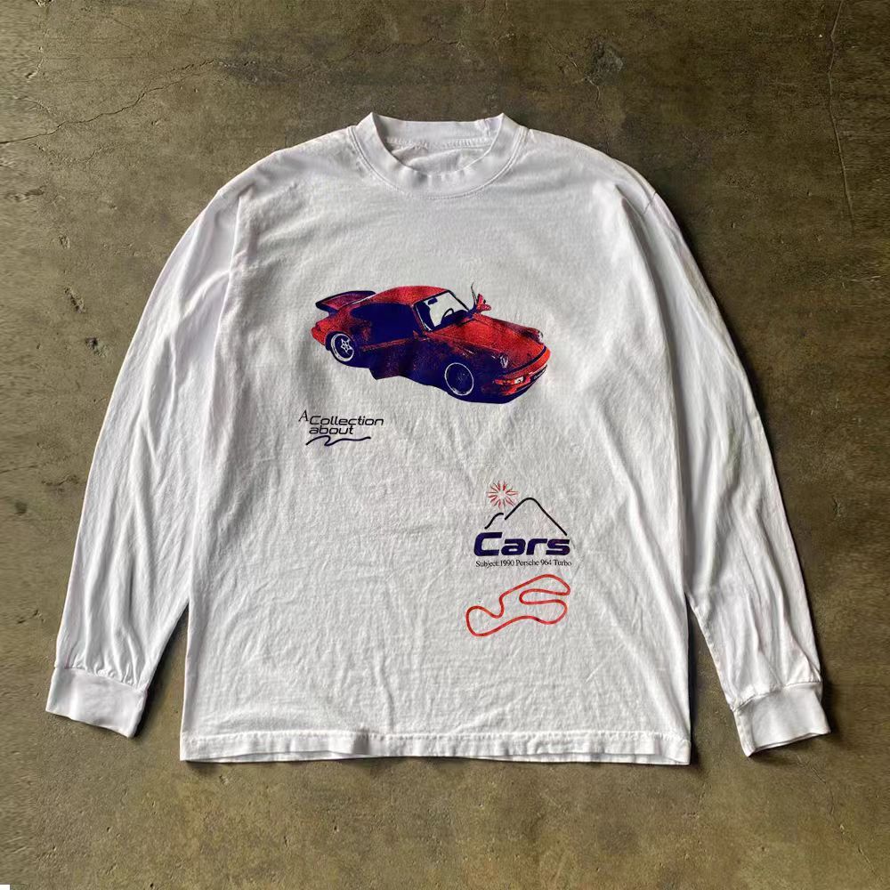 Japanese Brand × Vintage White casual retro car print long sleeve t-shirt Size US L / EU 52-54 / 3 - 1 Thumbnail