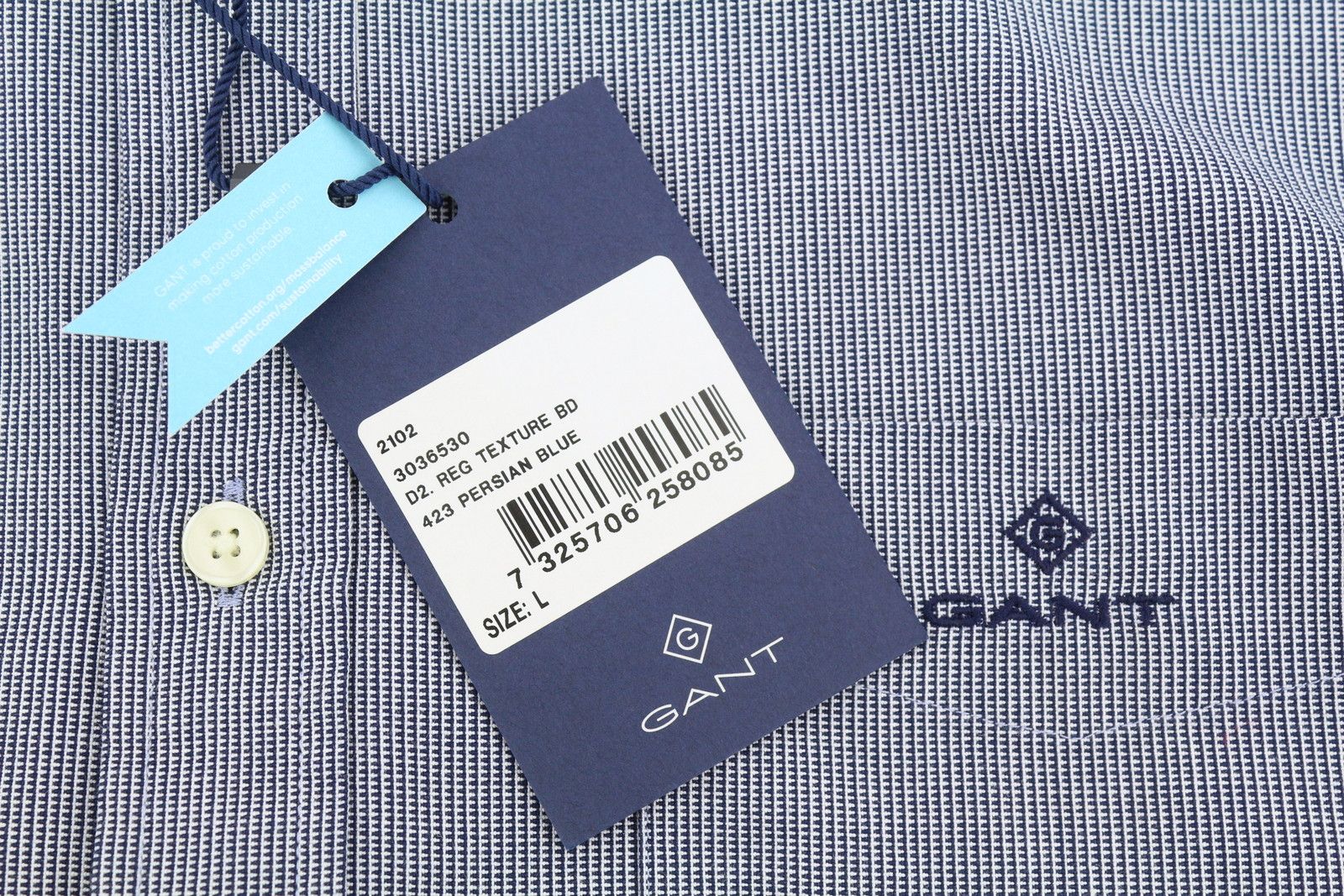 Gant REG TEXTURE L Persian Blue Button-Down Patch Pocket 87517 Size US L / EU 52-54 / 3 - 7 Thumbnail