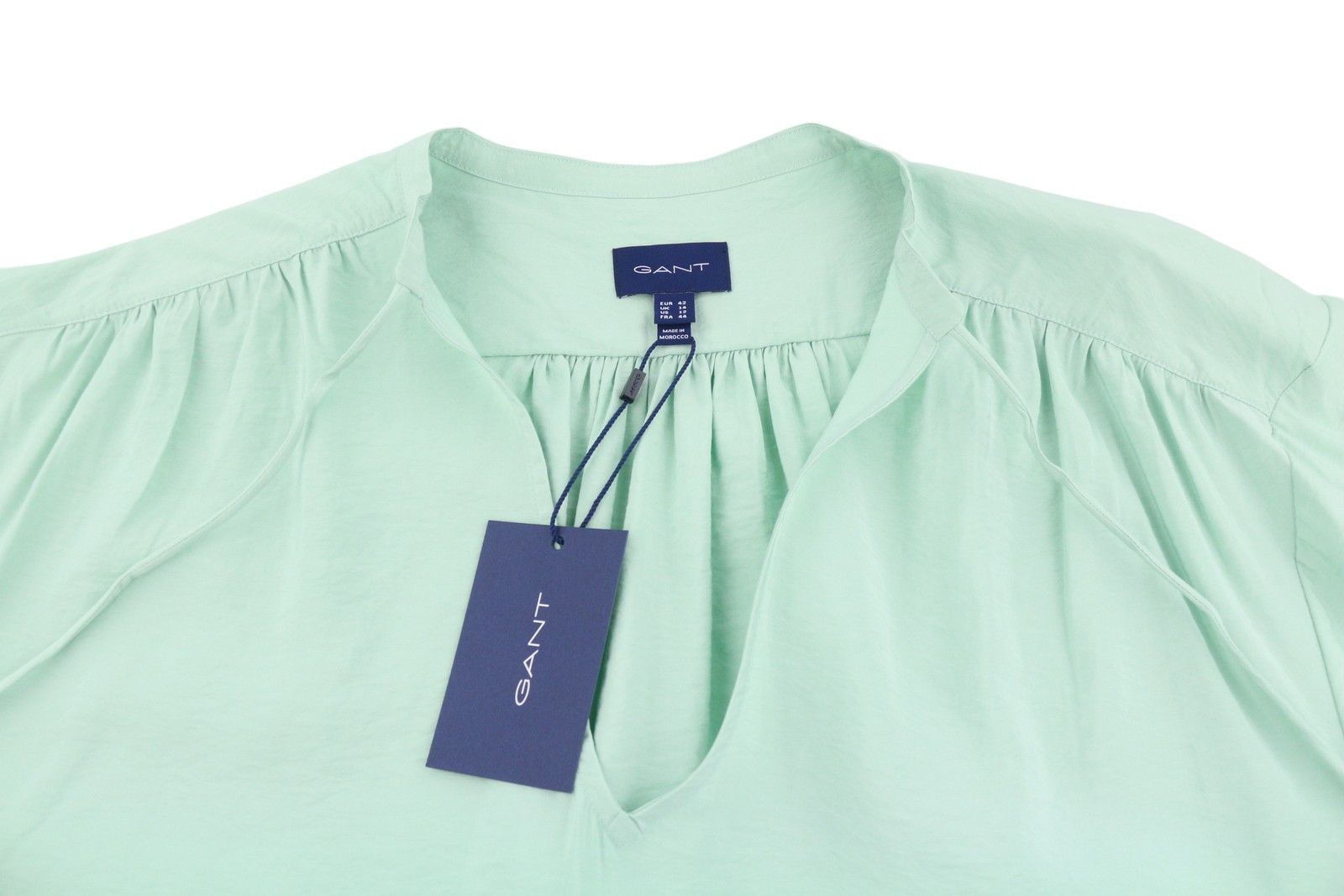 Gant POP OVER EU42 Porcelain Green V-Neck Blouse 87536 Size XL / US 12-14 / IT 48-50 - 4 Thumbnail