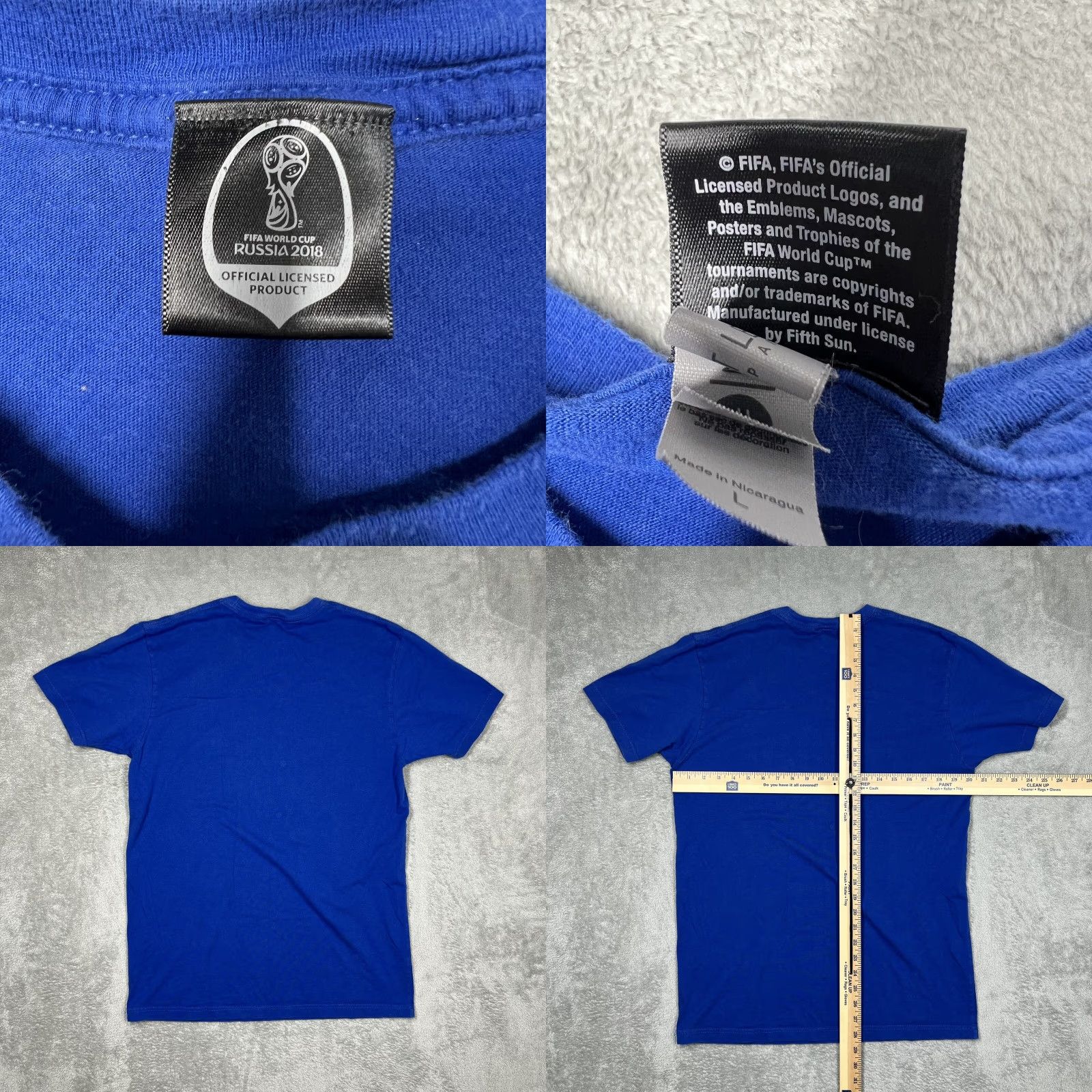 Vintage France Football T-Shirt FIFA World Cup Russia 2018 Mens Large Royal Blue Size US L / EU 52-54 / 3 - 8 Thumbnail