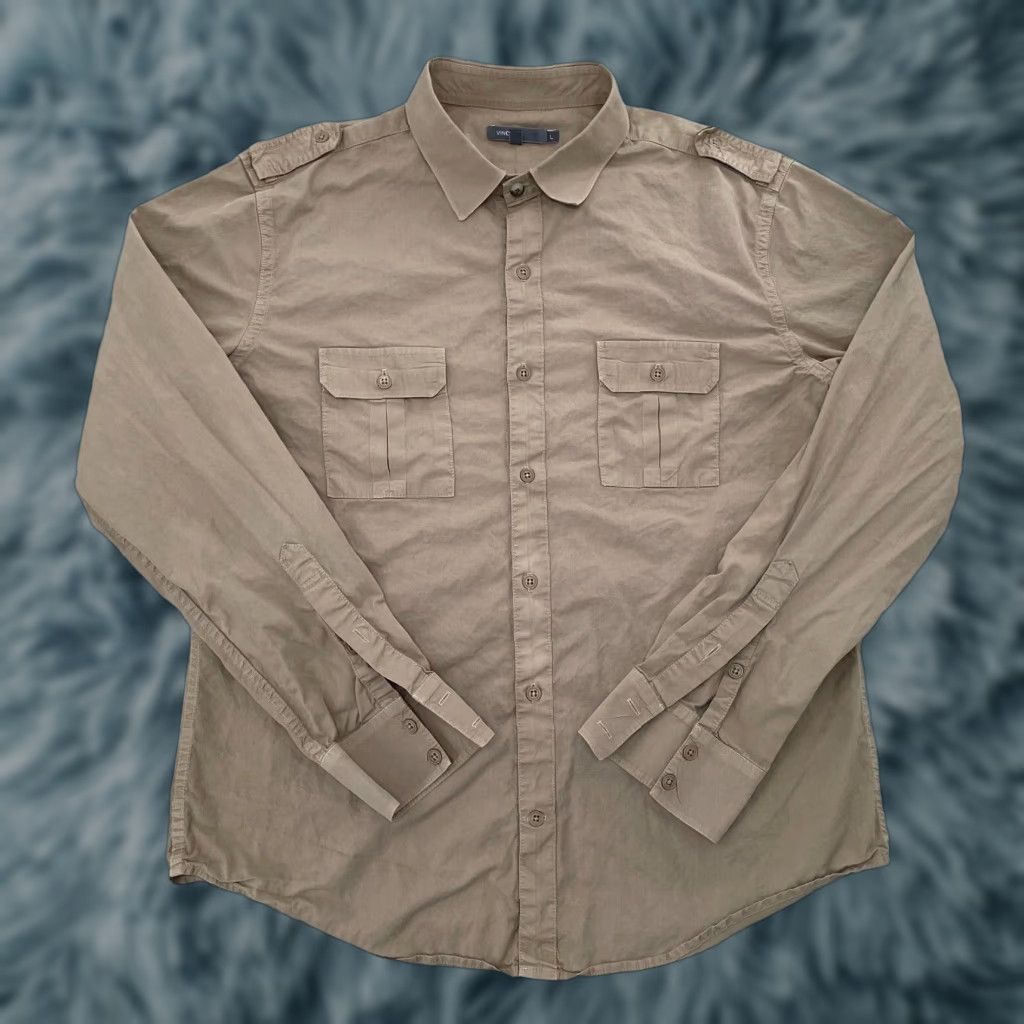 Vince Vince Button-Up Shirt Men Large Brown Cotton Long Sleeve Preppy Made in USA Size US L / EU 52-54 / 3 - 1 Thumbnail