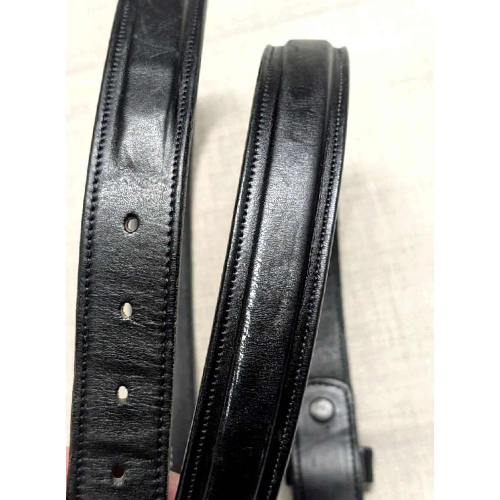 Vintage VINTAGE USA MADE WESTERN BUCKLE BELT 1-1/4" 44 BLACK ENGLISH BRIDLE LEATHER COWBOY H Bum Size 44 - 2 Thumbnail