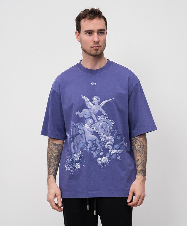 Off-White o1y1225 Logo Crewneck T-Shirt in Purple Size M / US 6-8 / IT 42-44 - 3 Thumbnail