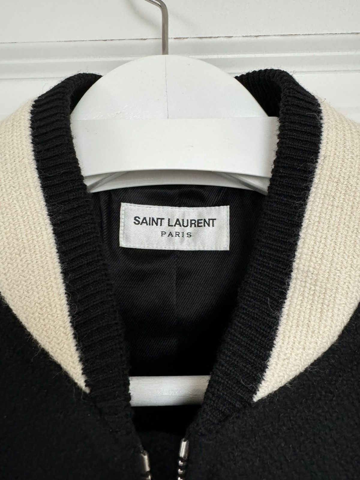 Saint Laurent Paris SAINT LAURENT Black Wool Varsity Bomber Jacket Size US M / EU 48-50 / 2 - 3 Thumbnail