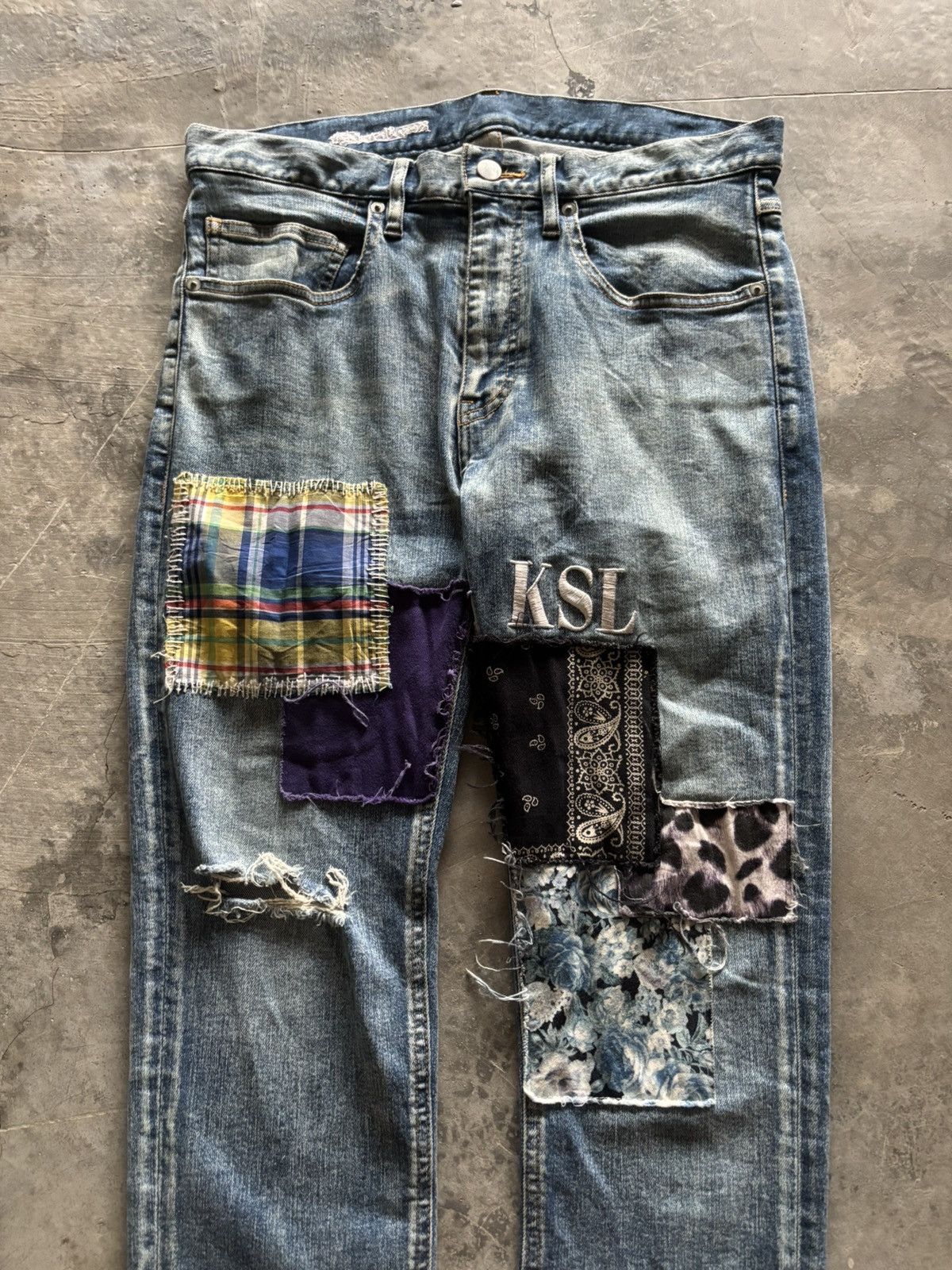 Japanese Brand KEEP SHOW LEGIT skinny slim japanese patchwork KAPITAL style Size US 31 - 2 Thumbnail