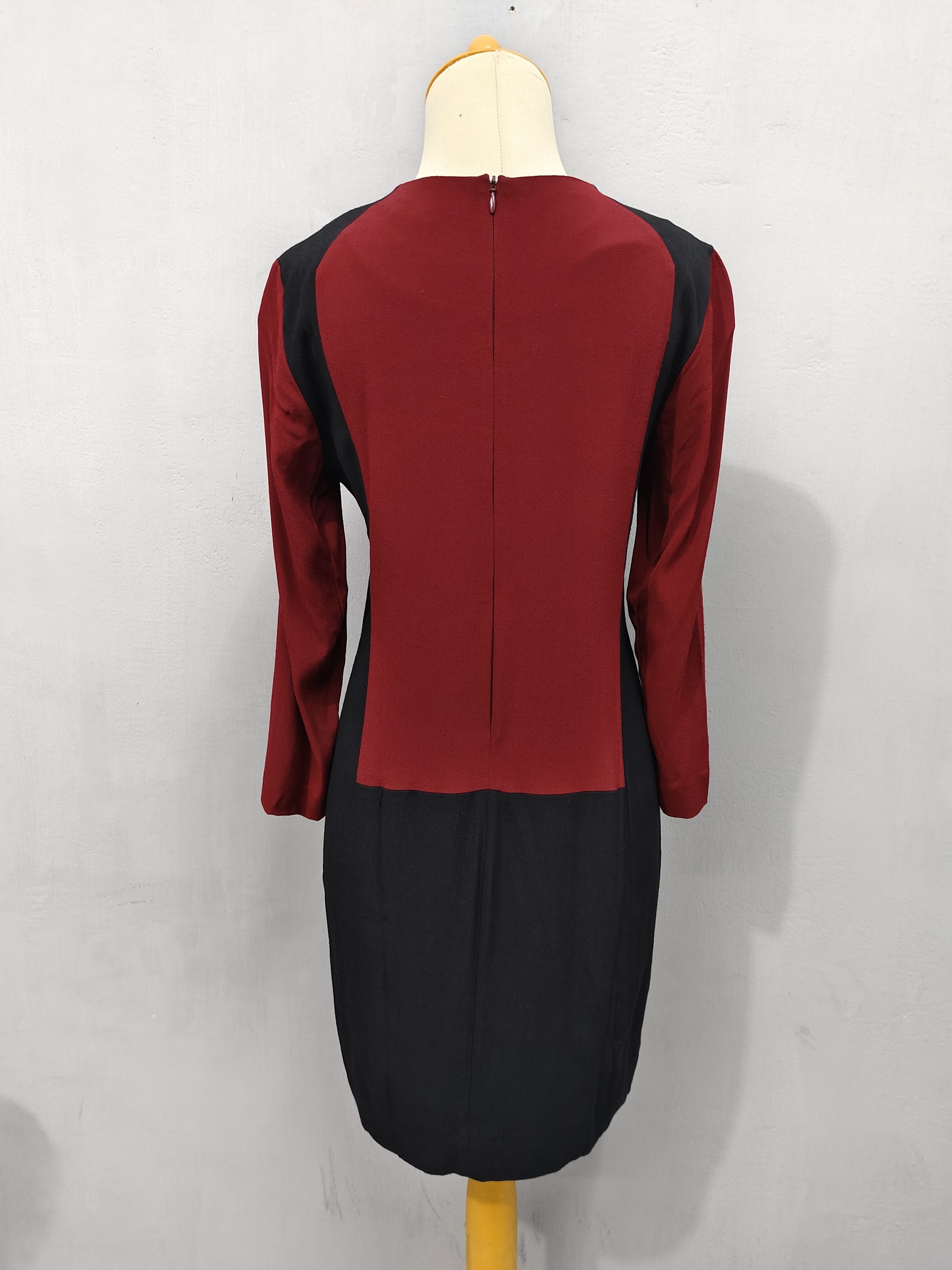 Sandro SANDRO 🇫🇷 Burgundy Black Viscose Minimalism Panel Dress Size M / US 6-8 / IT 42-44 - 4 Thumbnail