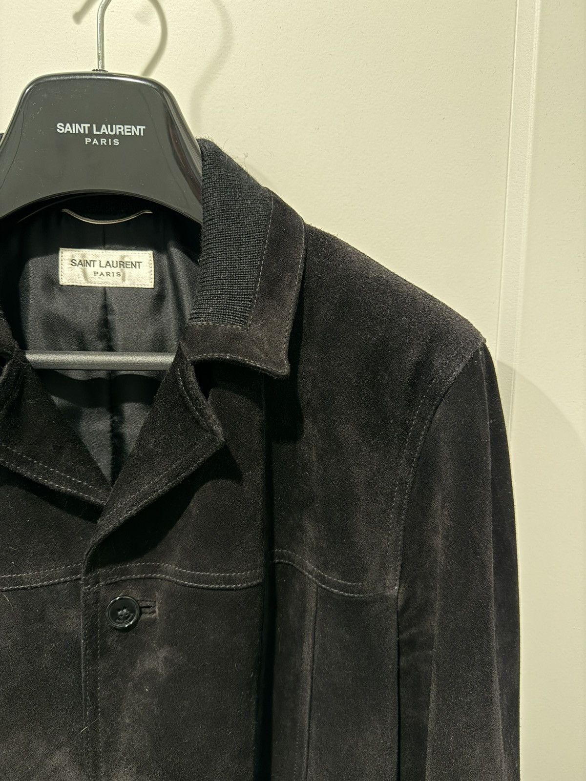 Hedi Slimane × Saint Laurent Paris Saint Laurent Paris Hedi Slimane Black Suede Jacket Size US L / EU 52-54 / 3 - 2 Thumbnail