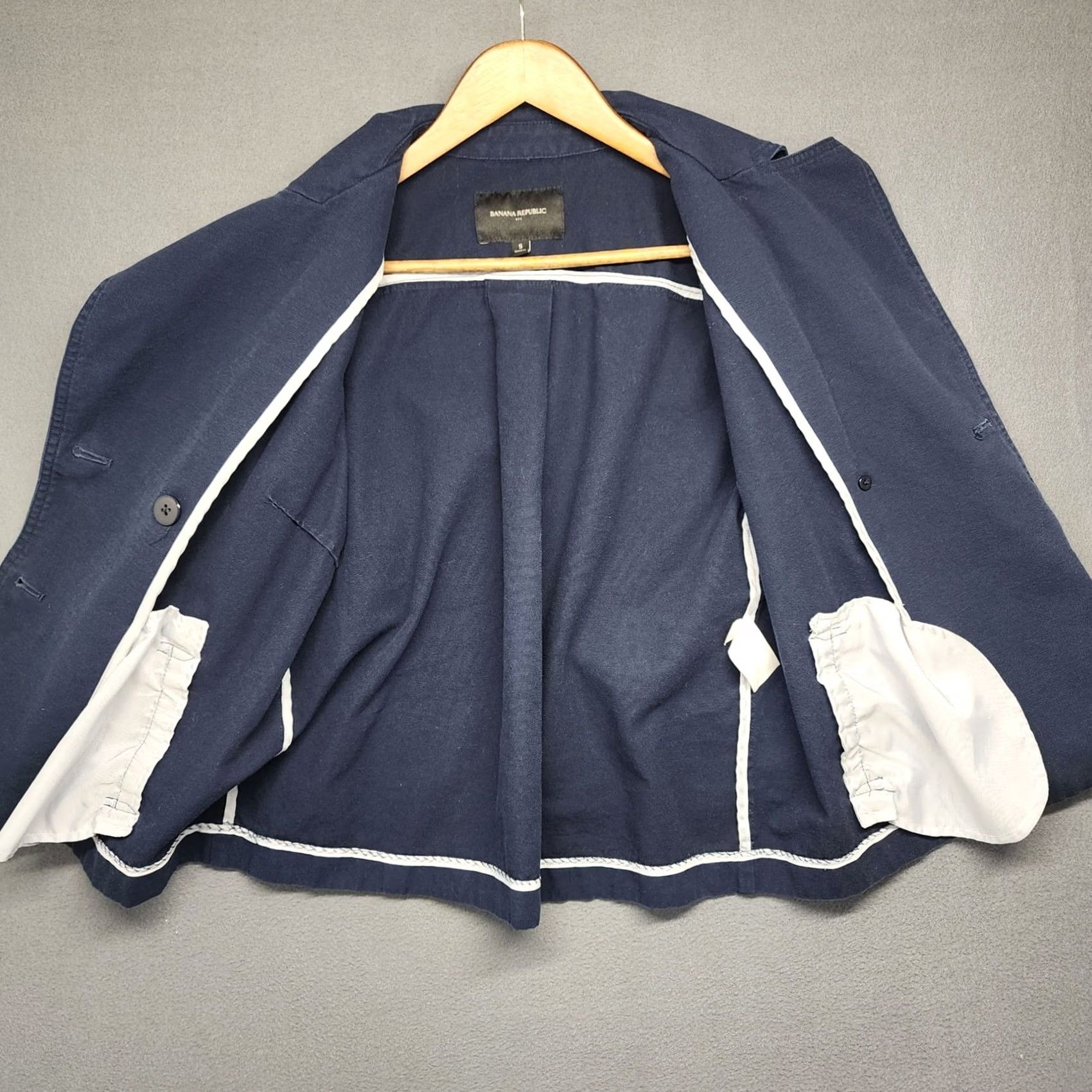 Banana Republic Banana Republic Blue Double Breasted Swing Trench Jacket Womens Small Cotton Sage Blue Color Solid Long Sleeve Button Front Size S / US 4 / IT 40 - 3 Thumbnail
