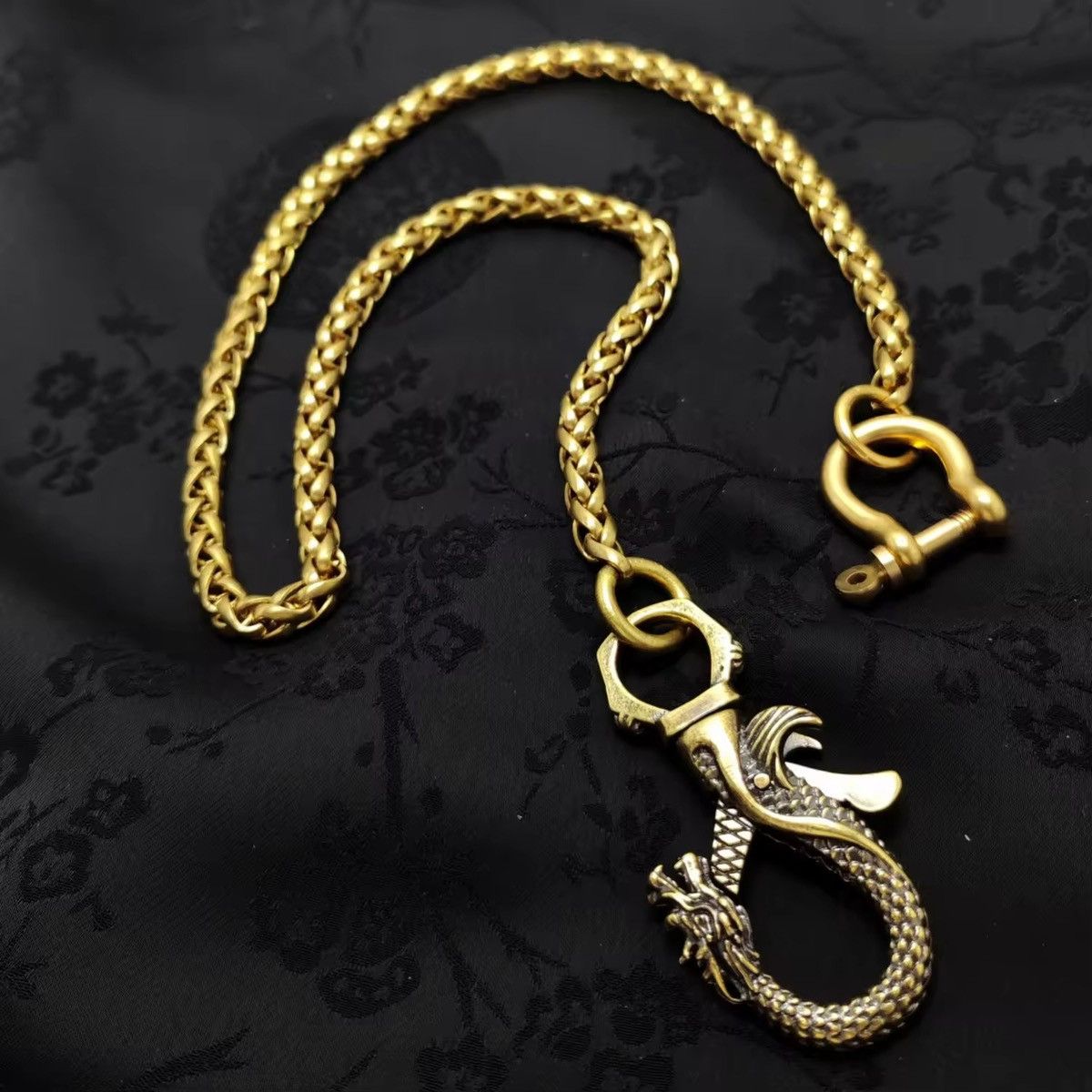 Vintage 6mm Snake Chain Brass Hook Dragon Pant Wallet Keychain Size ONE SIZE - 5 Thumbnail