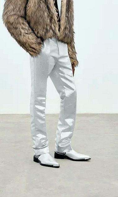 H&M × Paco Rabanne Silver lame dress pants Size US 33 - 21 Thumbnail