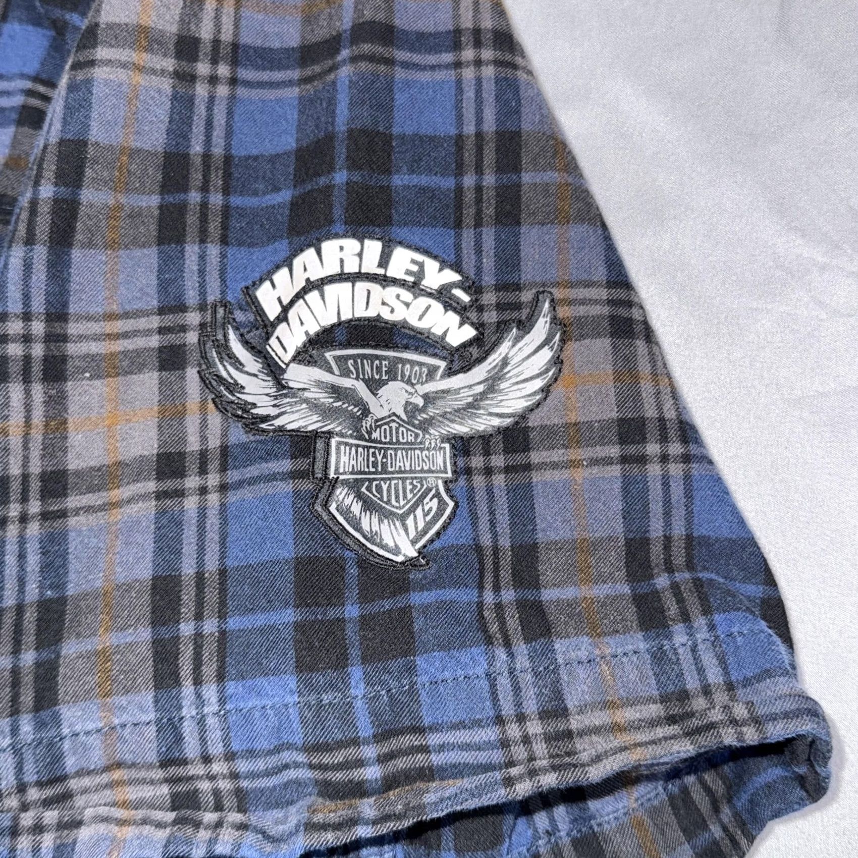 Harley Davidson Harley-Davidson Shirt Men's L Plaid Button-Up Blue Short Sleeve Casual 115th Anniversary Size US L / EU 52-54 / 3 - 6 Thumbnail