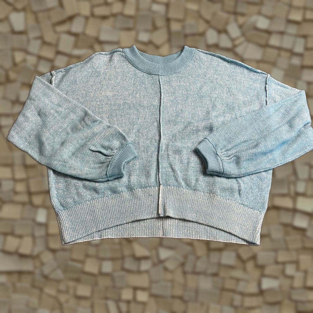 Vintage SO Sweater Women’s Medium Blue Crew Neck Pullover Knit Solid Vint? No vintage. Size M / US 6-8 / IT 42-44 - 1 Thumbnail