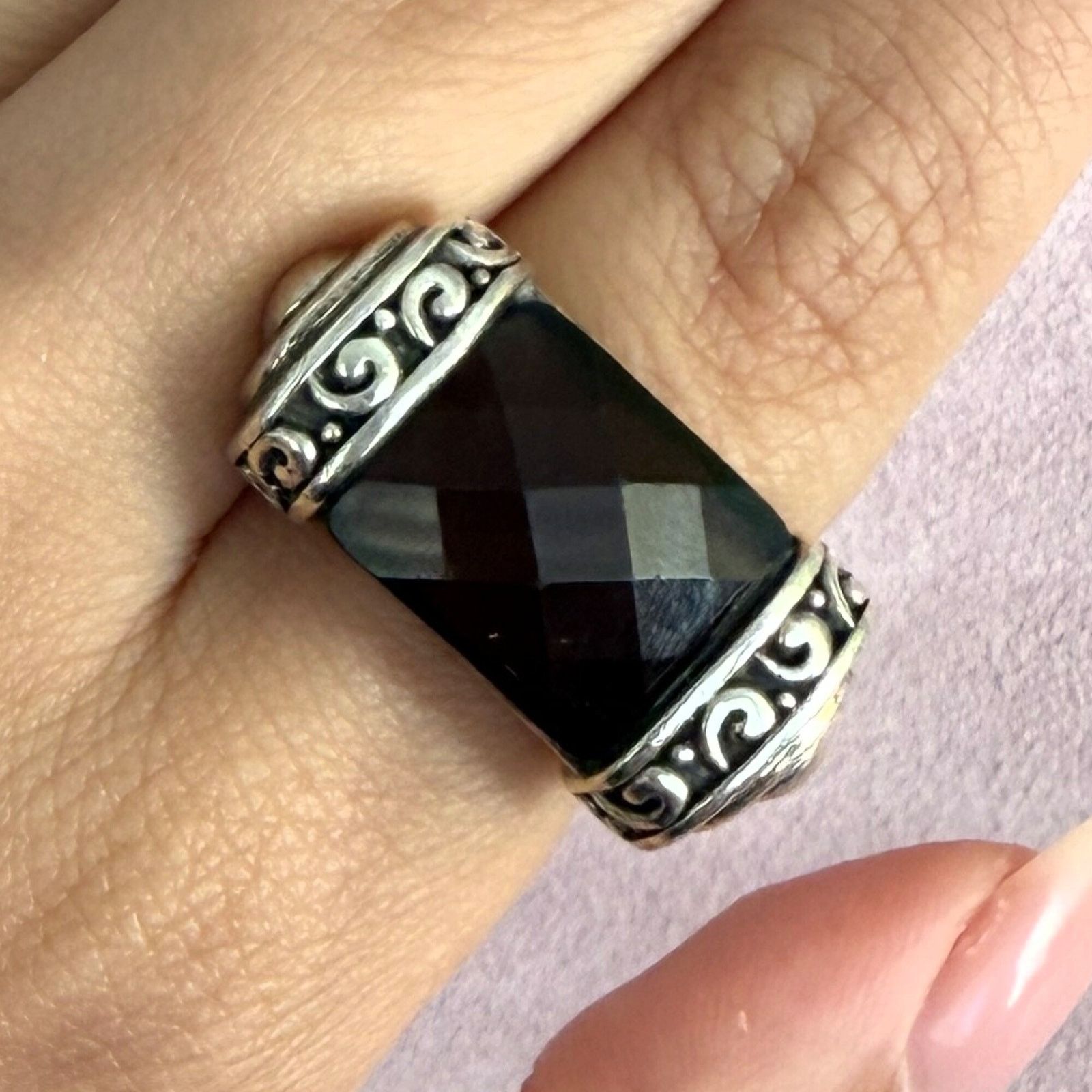 Sterling Silver sterling silver chunky faceted purple cz ring size 6.5 Size ONE SIZE - 1 Thumbnail
