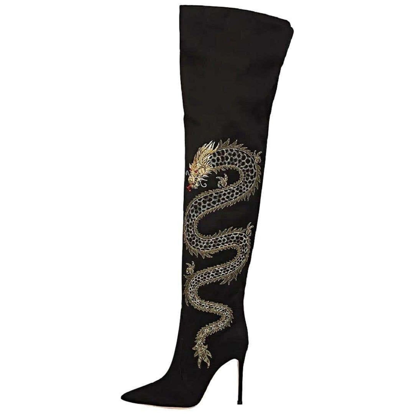 Gianvito Rossi Gianvito Rossi Embroidered Dragon Cuissard Boots Size US 8.5 / IT 38.5 - 1 Thumbnail