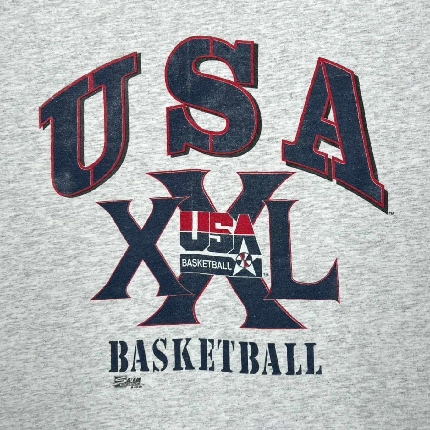 Salem Sportswear VINTAGE Salem Sportswear USA Basketball Graphic Single Stitch T-Shirt L XL Mens Grey cotton 1992 1990s Size US L / EU 52-54 / 3 - 2 Thumbnail