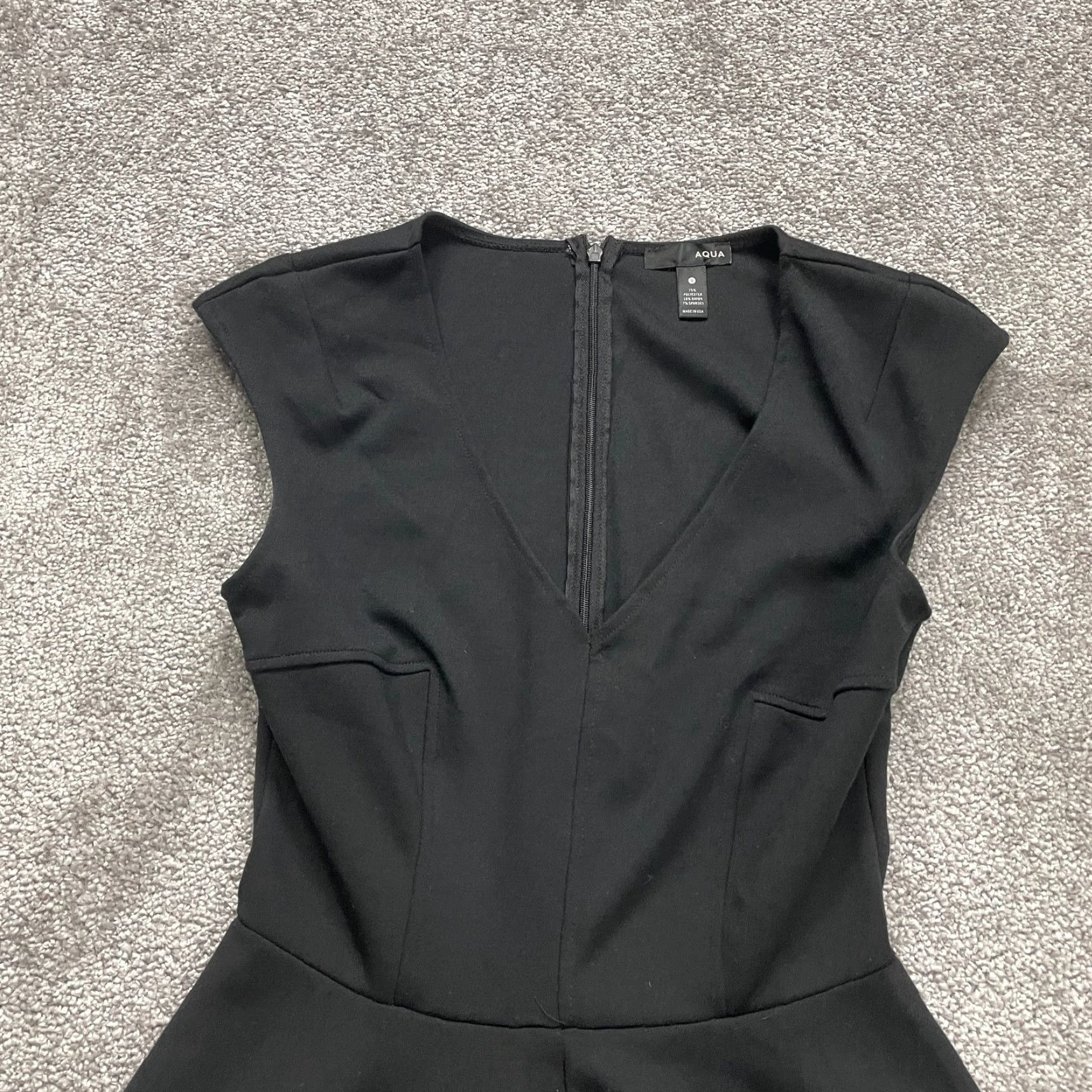 AQUA Aqua Bloomingdale's Dress Womens Small Black V-Neck Cap Sleeve A-Line Knee Size S / US 4 / IT 40 - 3 Thumbnail