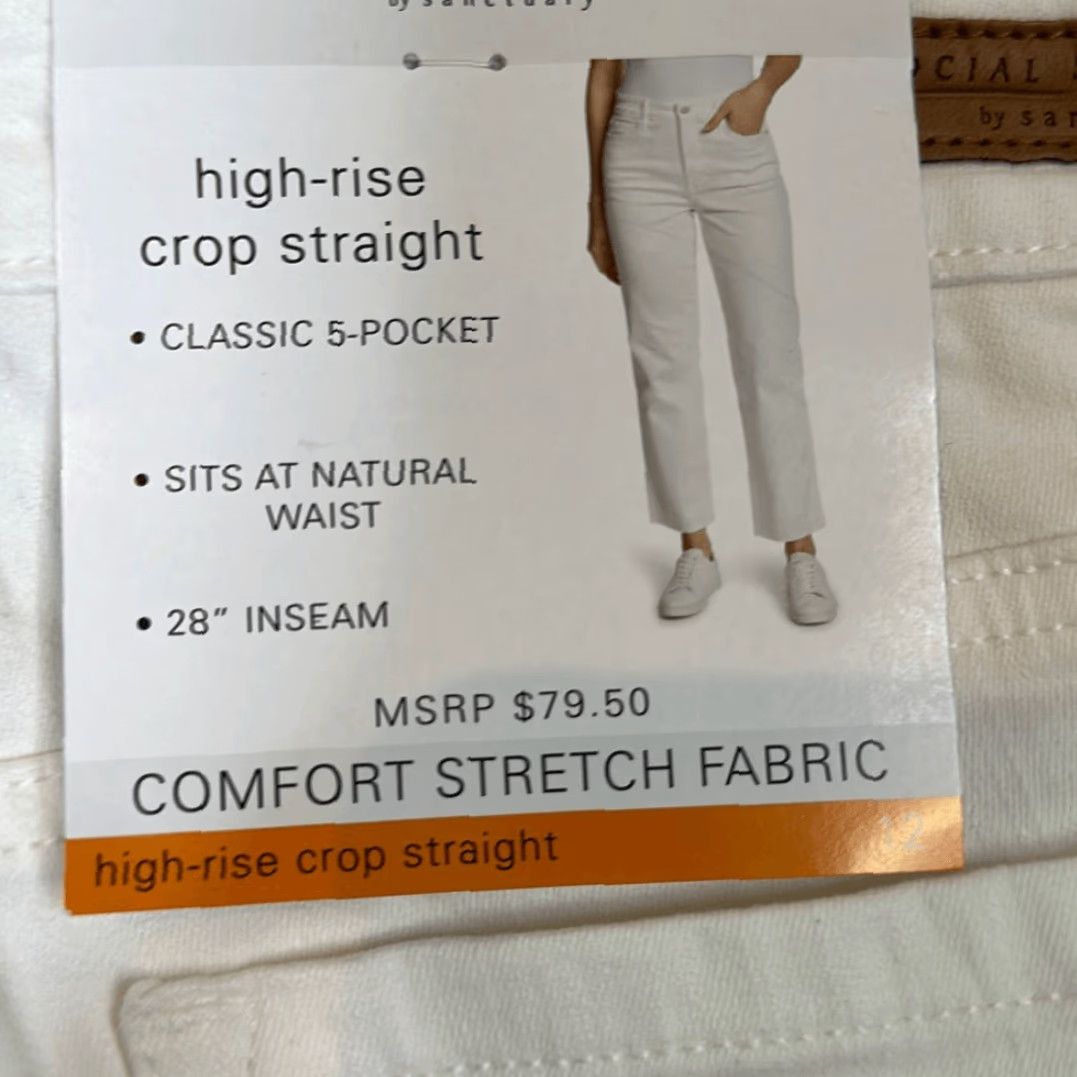 Vintage VINTAGE Social Standard Women’s White High Rise Crop Straight Jeans size 12 Size 34" / US 12 / IT 48 - 4 Thumbnail
