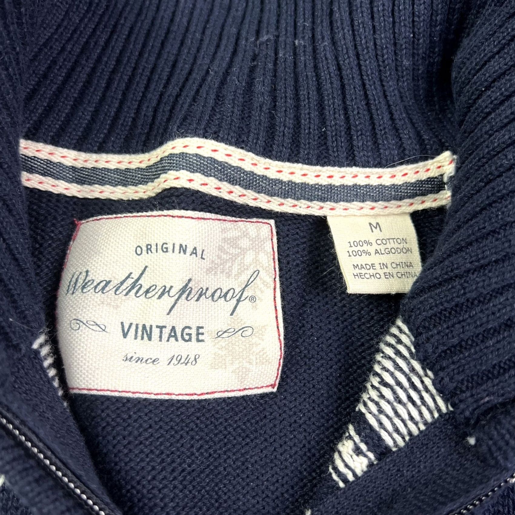 Weatherproof Weatherproof Vintage Men’s Quarter Zip Sweater Medium Blue White Knit Pullover Casual Geometric Xmas College Classic Sh Size US M / EU 48-50 / 2 - 2 Thumbnail