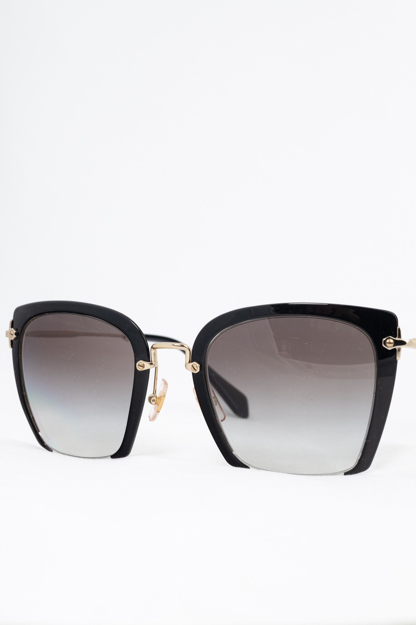 Miu Miu Miu Miu SMU 52R Black & Gold Square Sunglasses Size ONE SIZE - 5 Thumbnail
