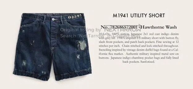 RRL Ralph Lauren vintage 1941 denim utility shorts. Size US 36 / EU 52 - 2 Thumbnail