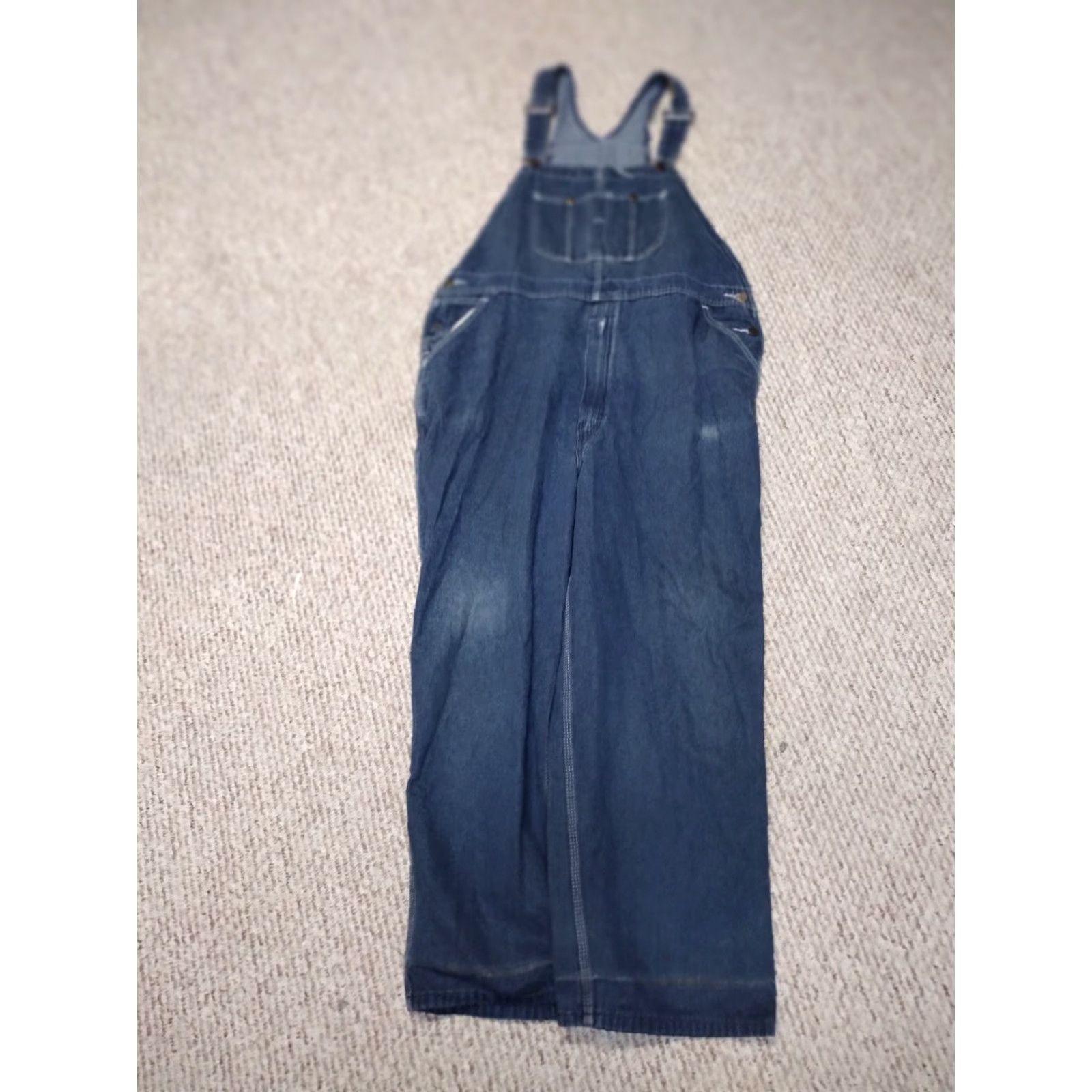 Sears VINTAGE Roebucks Bib Overalls Carpenter Denim Men's 40 Blue Cotton Polyester Buckle 90s USA Farmer Pockets Comfort Regular Roebuck & Co. Men Size US 40 / EU 56 - 2 Thumbnail