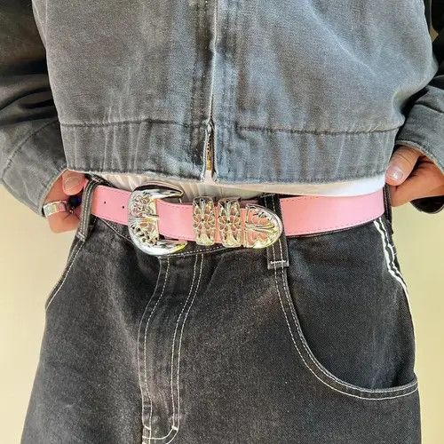 Other vintage buckle pink american western design belt Size ONE SIZE - 3 Thumbnail