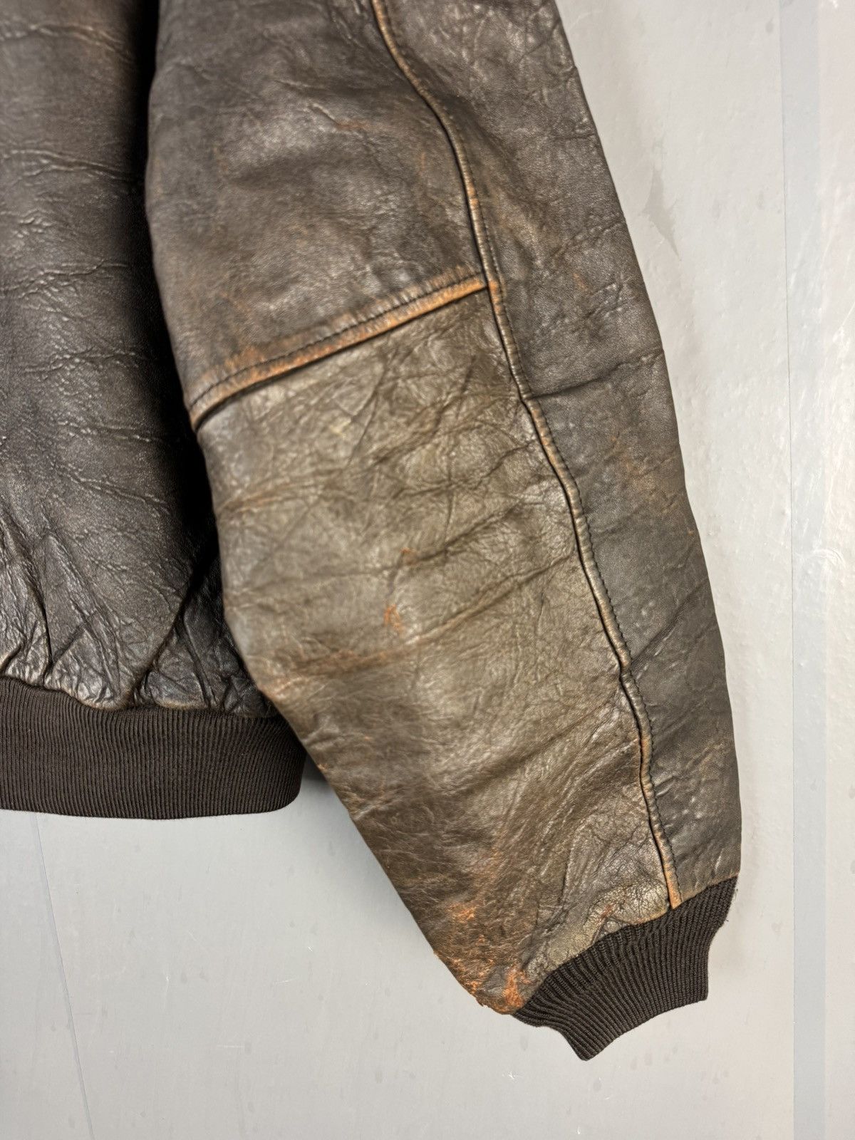 Leather VINTAGE BRIGHT LIGHTS DISTRESSED LEATHER JACKET Size US L / EU 52-54 / 3 - 7 Thumbnail