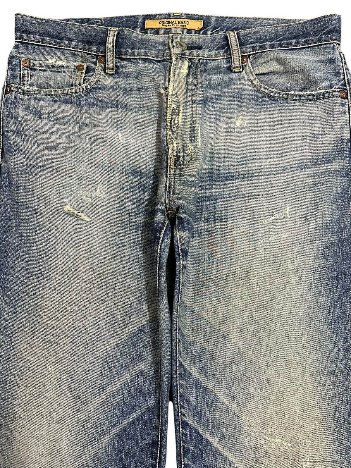 Japanese Brand Vintage Japanese Uniqlo Blue Wash Distress Style Loose Jeans Size US 34 / EU 50 - 3 Thumbnail