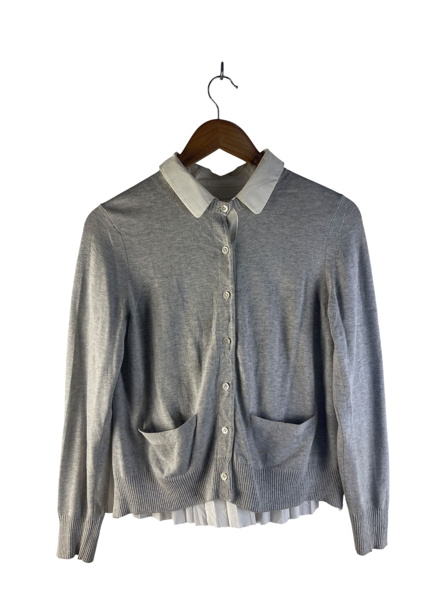 Sacai Sacai Pleated Back Cardigan Hybrid Knit Shirt Japan Designer Size US S / EU 44-46 / 1 - 3 Thumbnail
