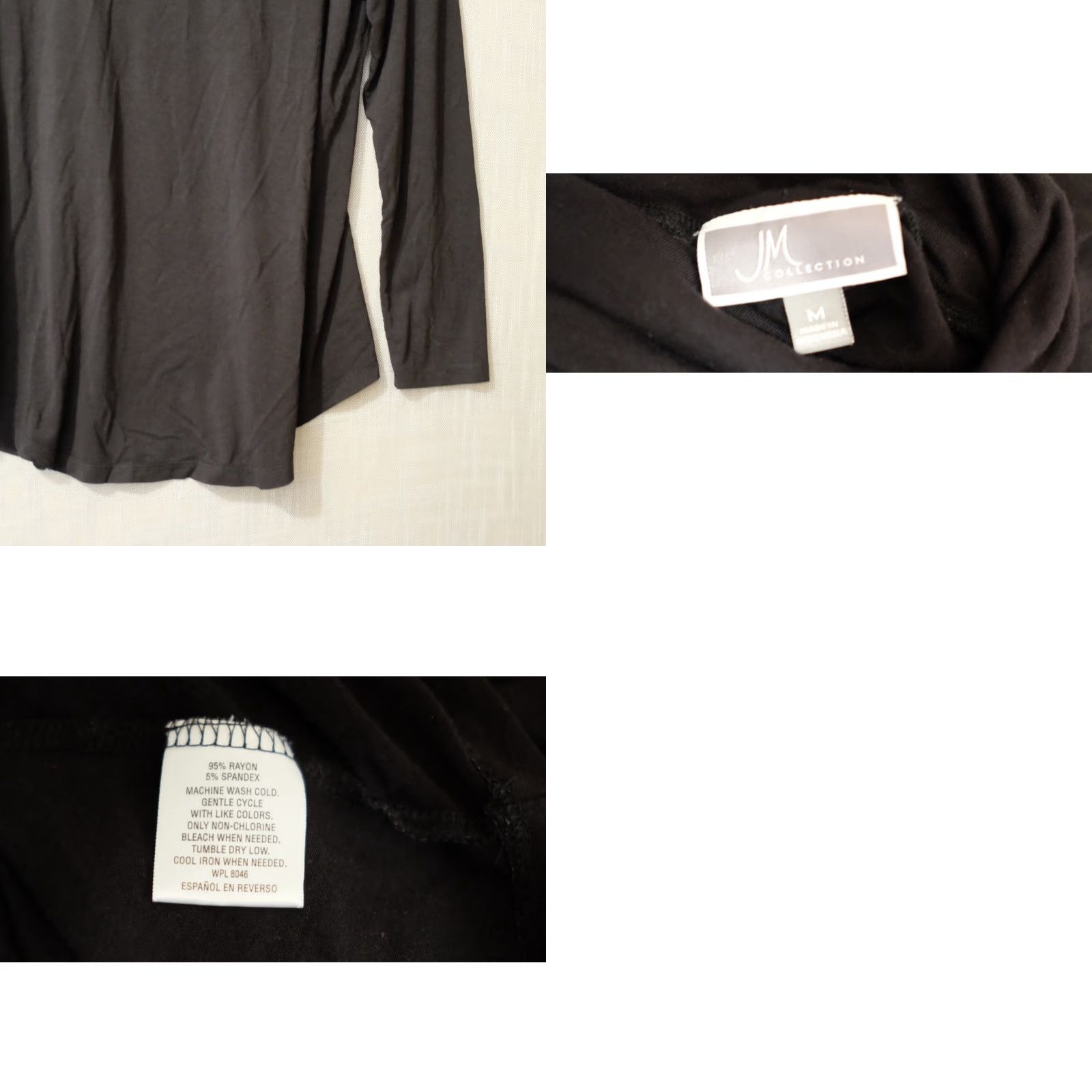 JM Collection JM Collection Black Turtle Neck Top Lightweight Super Soft Women's M Shirt Knit Crew Neck Long Sleeve Casual Sleeve Regular Fit - 27" Length Size M / US 6-8 / IT 42-44 - 8 Thumbnail