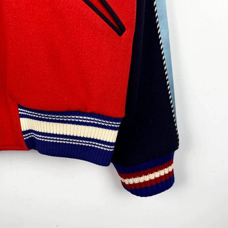 Gucci Gucci Color-blocked embroidered wool zipper baseball suit j Size US M / EU 48-50 / 2 - 5 Thumbnail