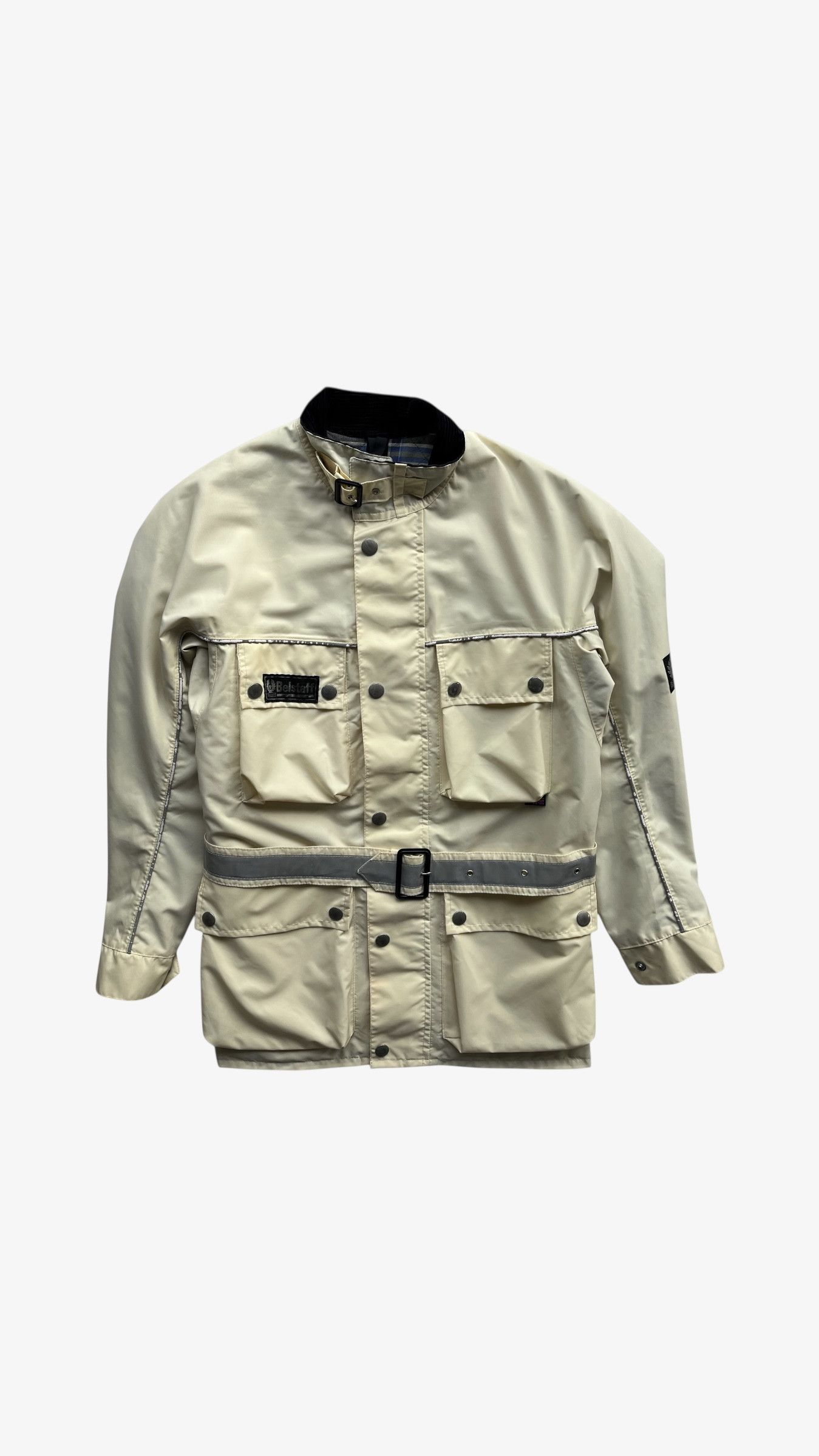 Belstaff Vintage 90s Men's Belstaff Tourmaster 500 Cream Biker Jacket Size US S / EU 44-46 / 1 - 1 Thumbnail