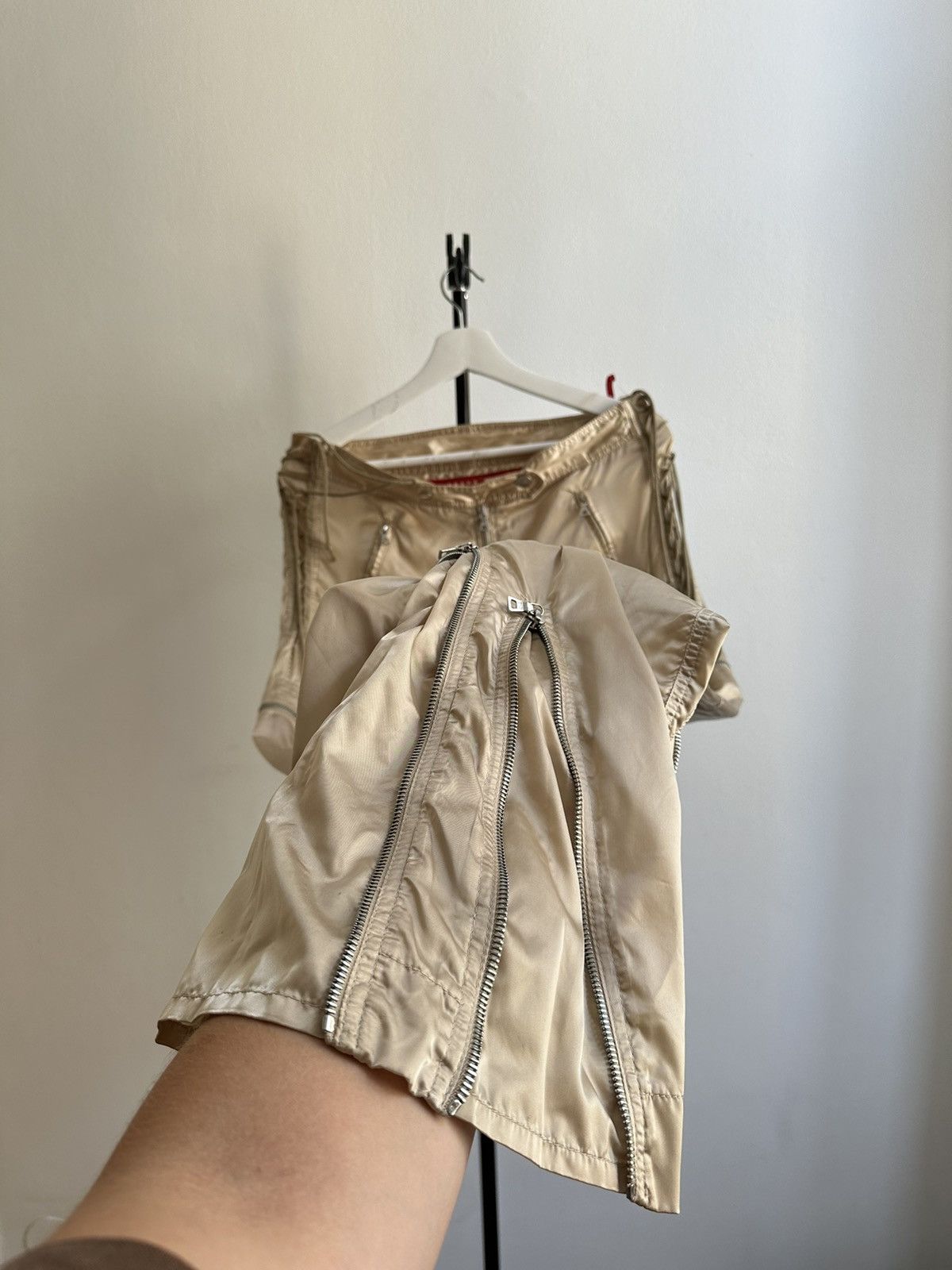 Prada Vintage Nylon Archive Bondage Zipper Laced Cargo Pants