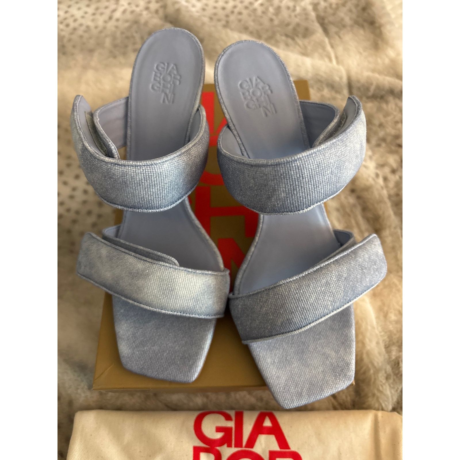 Nib Gia Borghini X Pernille Teisbaek Perni 03 Denim Sandals in Blue, Women's (Size 9.5) — image 3 of 6