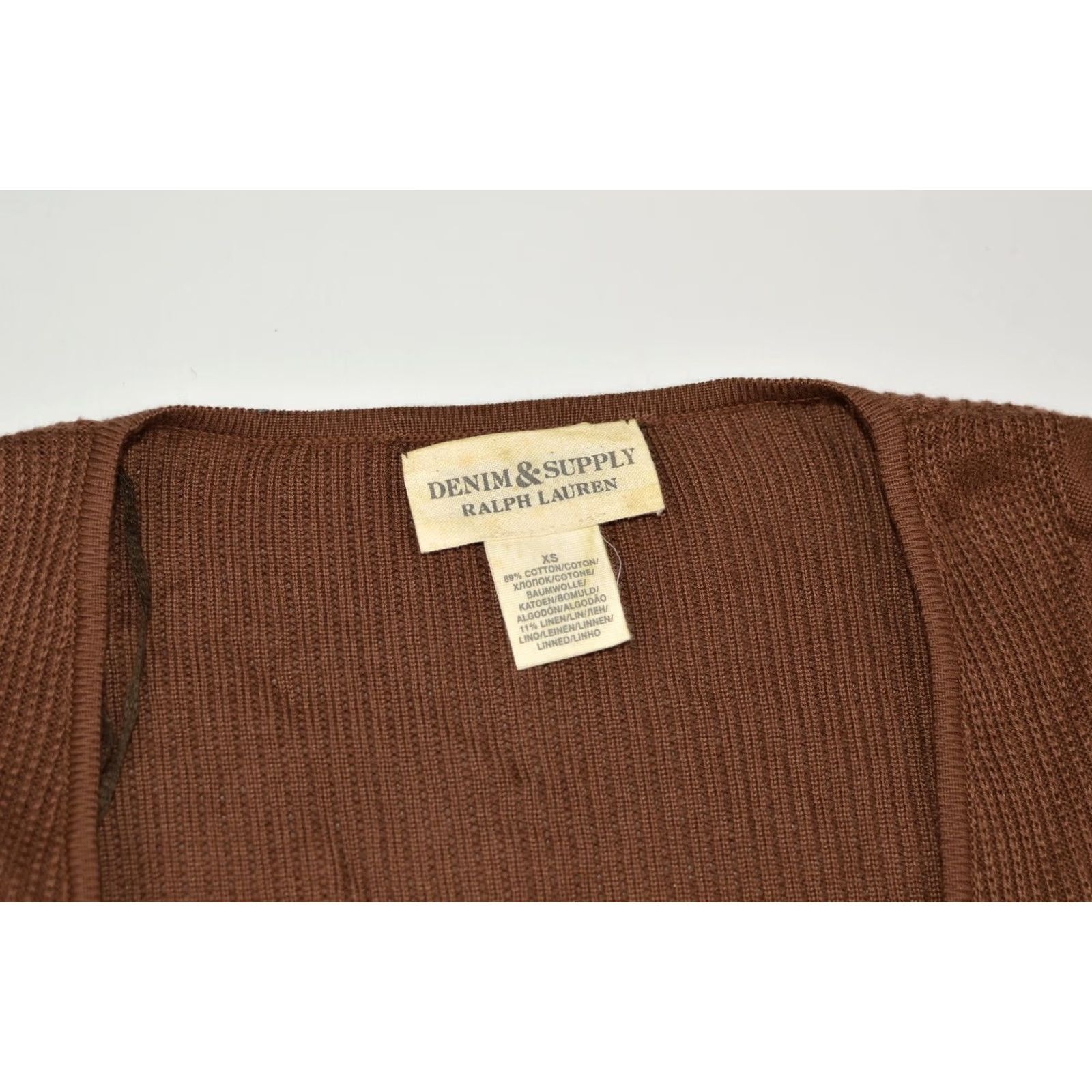 Ralph Lauren Denim & Supply Ralph Lauren Cotton Linen Brown Lace Cardigan Top XS Women Blouse Size XS / US 0-2 / IT 36-38 - 3 Thumbnail