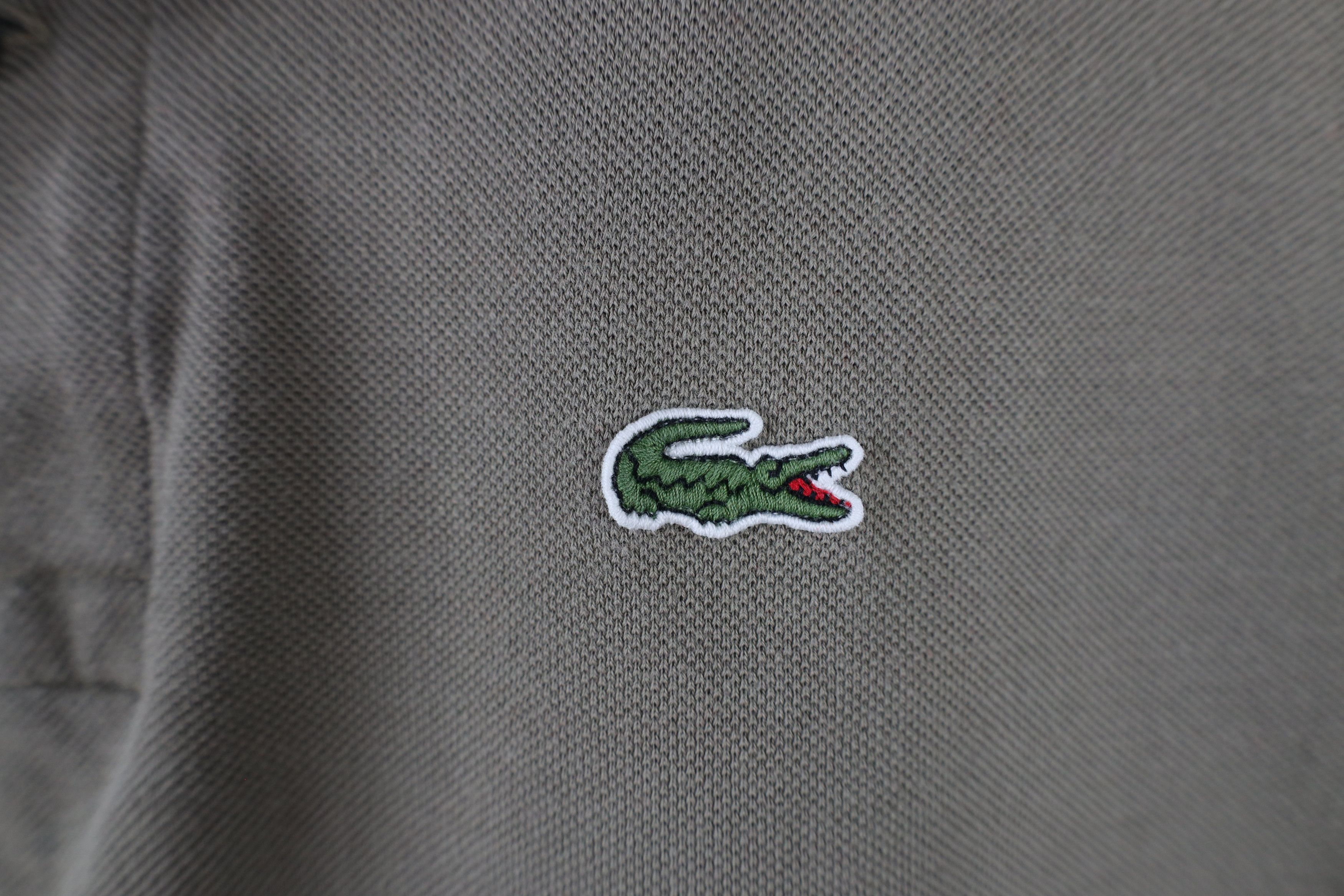 Lacoste × Vintage Vintage Lacoste Croc Logo Collared Polo Shirt Green Brown Size US L / EU 52-54 / 3 - 4 Thumbnail