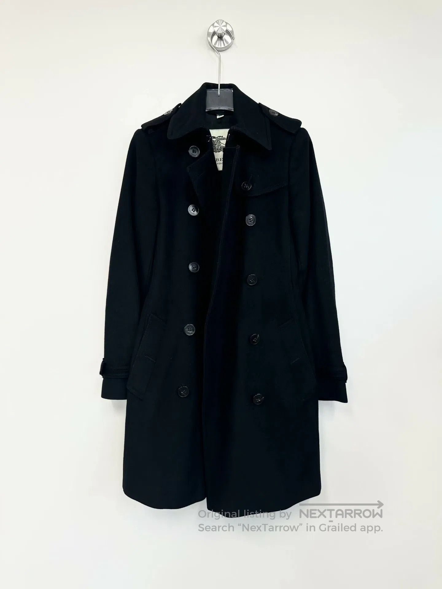 Burberry Burberry Classic Black Double Breasted Wool Coat Jacket| Size XXS / US 00 / IT 34 - 1 Thumbnail