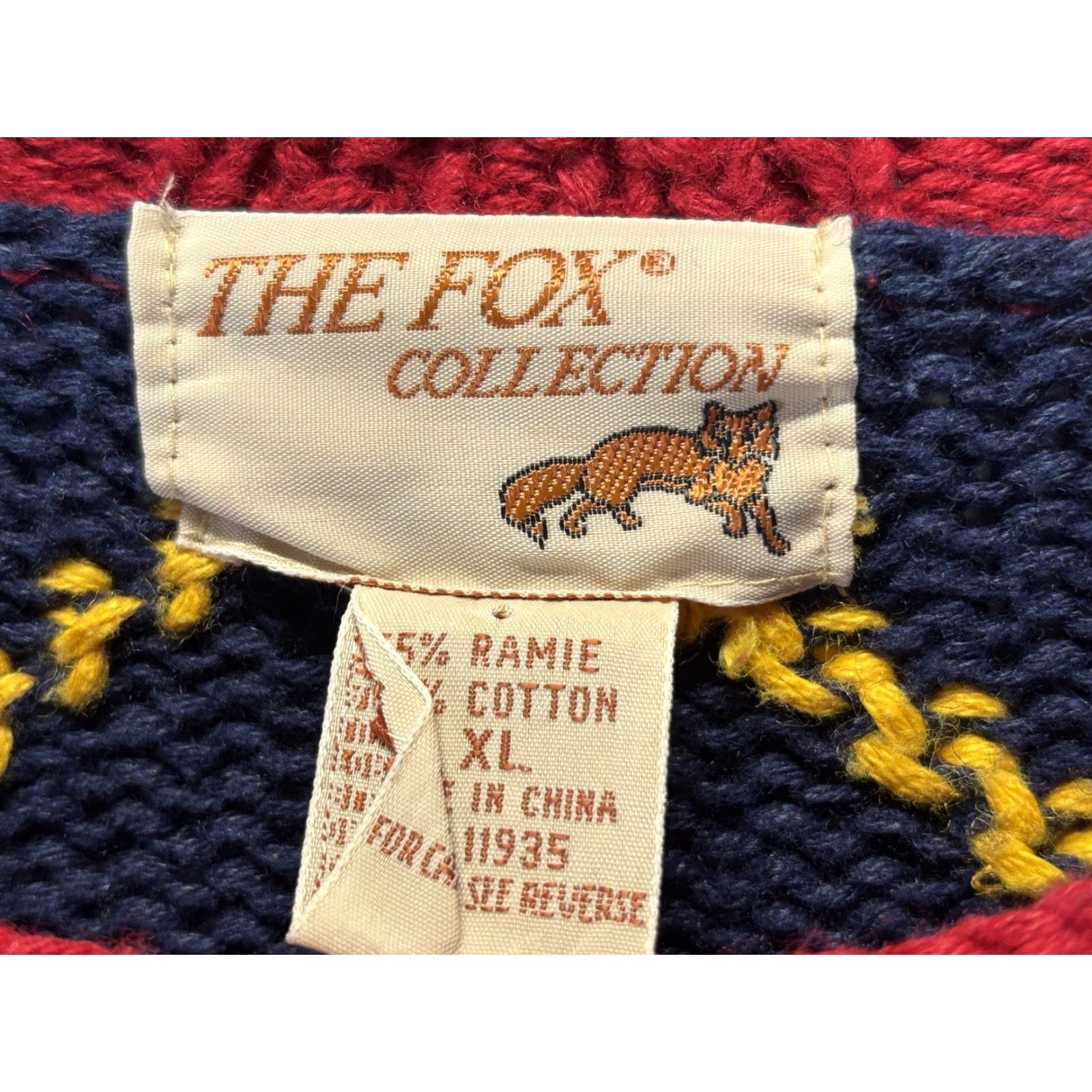 Vintage VINTAGE The Fox Collection Argyle Sweater XL Mens Red Preppy Heavyweight Grandpa Crew Neck Pullover Knit Chunky-Cotton Blend Size US XL / EU 56 / 4 - 5 Thumbnail