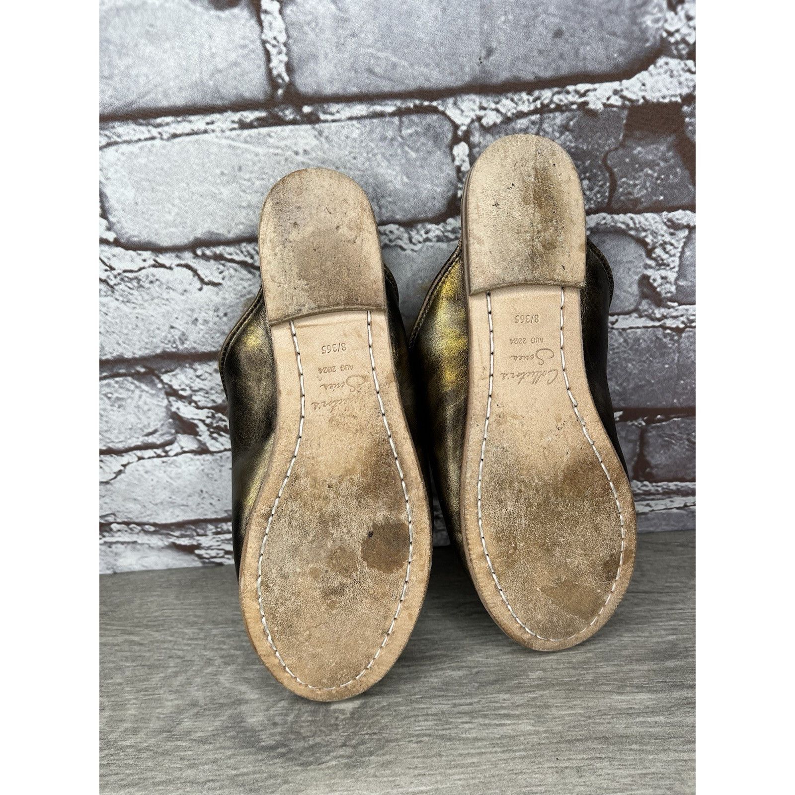 Saba Sabah Baba Big Bend Olive Shearling Bronze Slippers Mules Fl Size US 6 / IT 36 - 17 Thumbnail