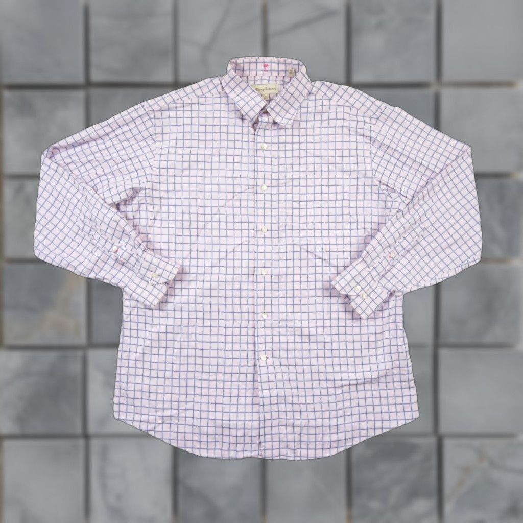 Tommy Bahama Tommy Bahama Men's Long Sleeve Button-Up Shirt 16 34-35 Pink Cotton Dress Casual Business Work Size 42R - 1 Thumbnail