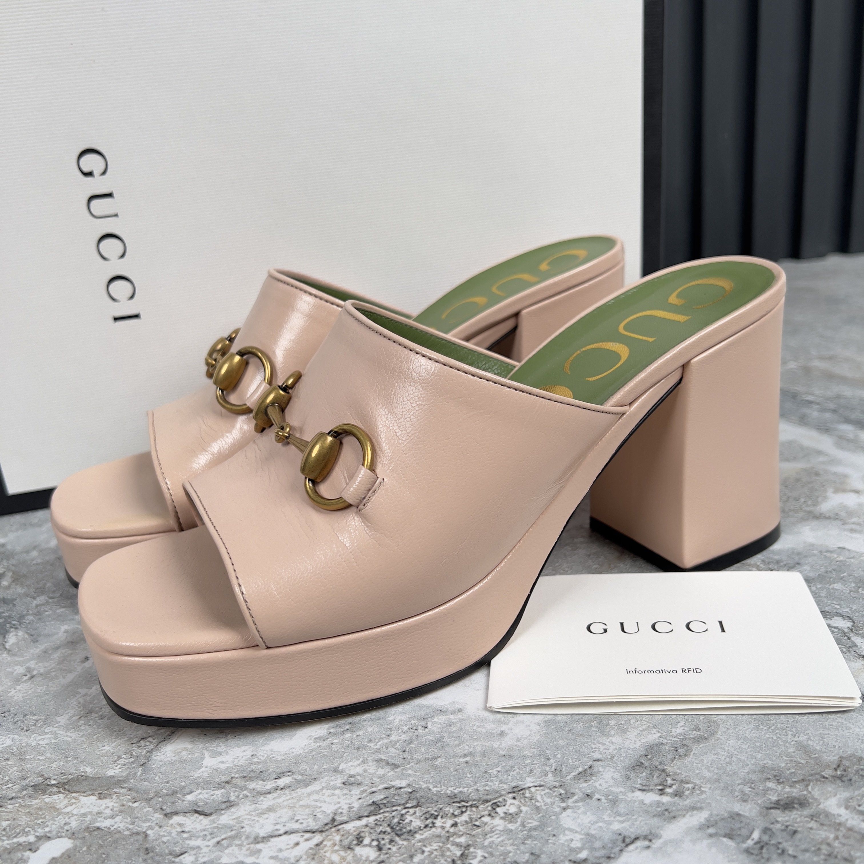 Gucci Gucci Houdan Horsebit Plaform Heel Mules Leather Size US 8.5 / IT 38.5 - 1 Thumbnail