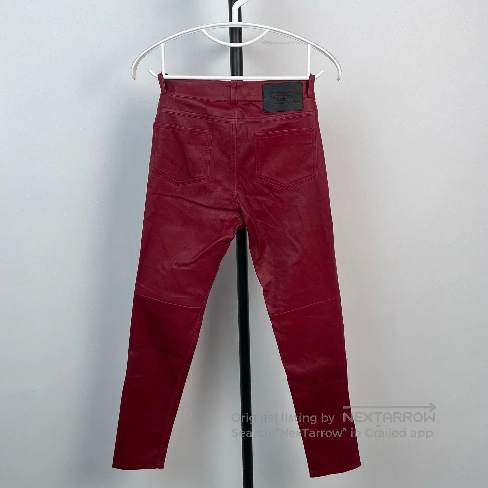 Louis Vuitton Louis Vuitton Red Long Gold Zip Leather Pants. Size 33" - 2 Thumbnail